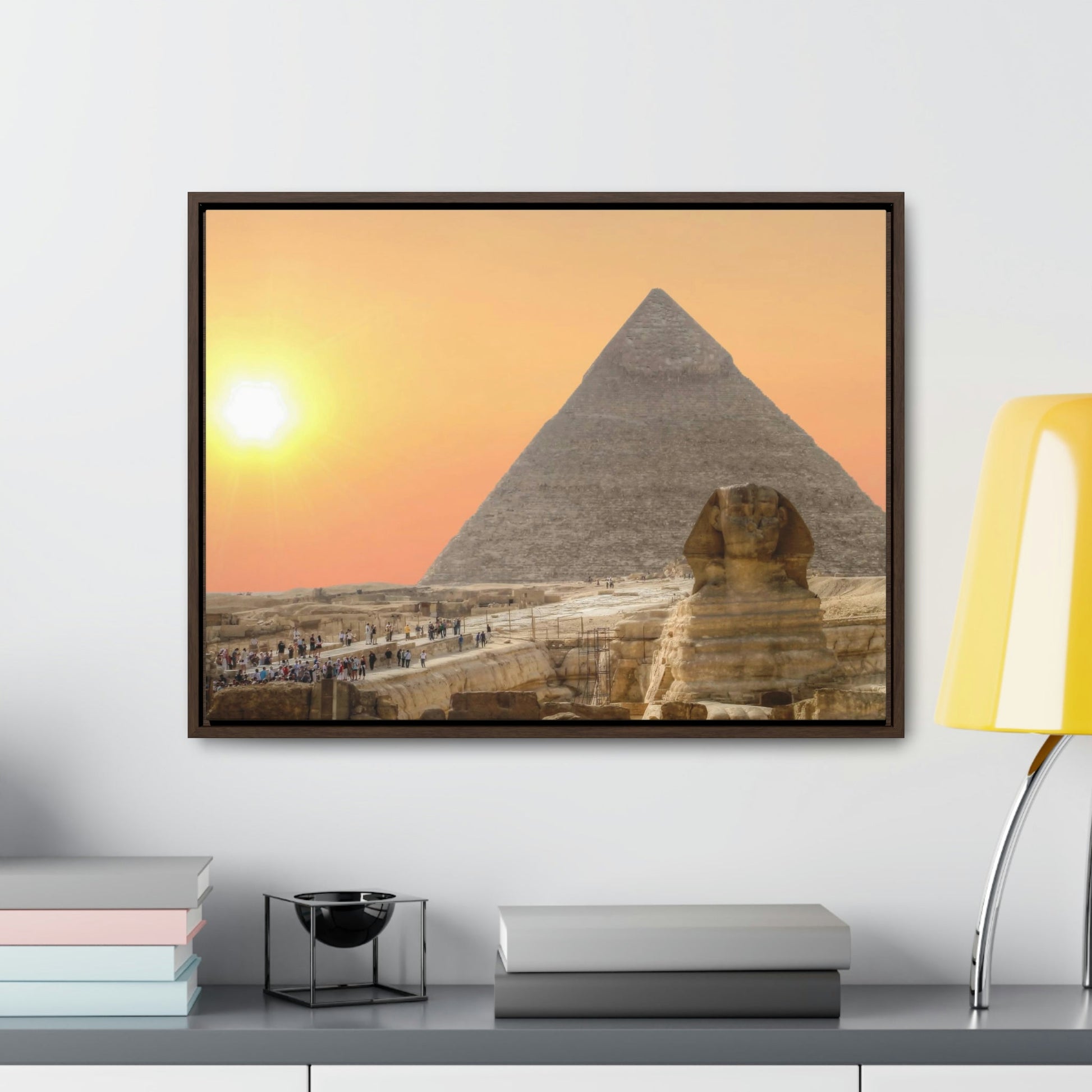 Horizontal Framed Premium Gallery Wrap Canvas - The Great Sphinx of Giza and Pyramid - Egypt - Ancient religions - Green Forest Home