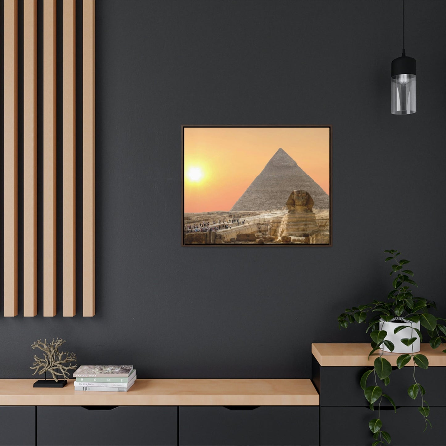 Horizontal Framed Premium Gallery Wrap Canvas - The Great Sphinx of Giza and Pyramid - Egypt - Ancient religions - Green Forest Home