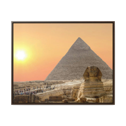 Horizontal Framed Premium Gallery Wrap Canvas - The Great Sphinx of Giza and Pyramid - Egypt - Ancient religions - Green Forest Home