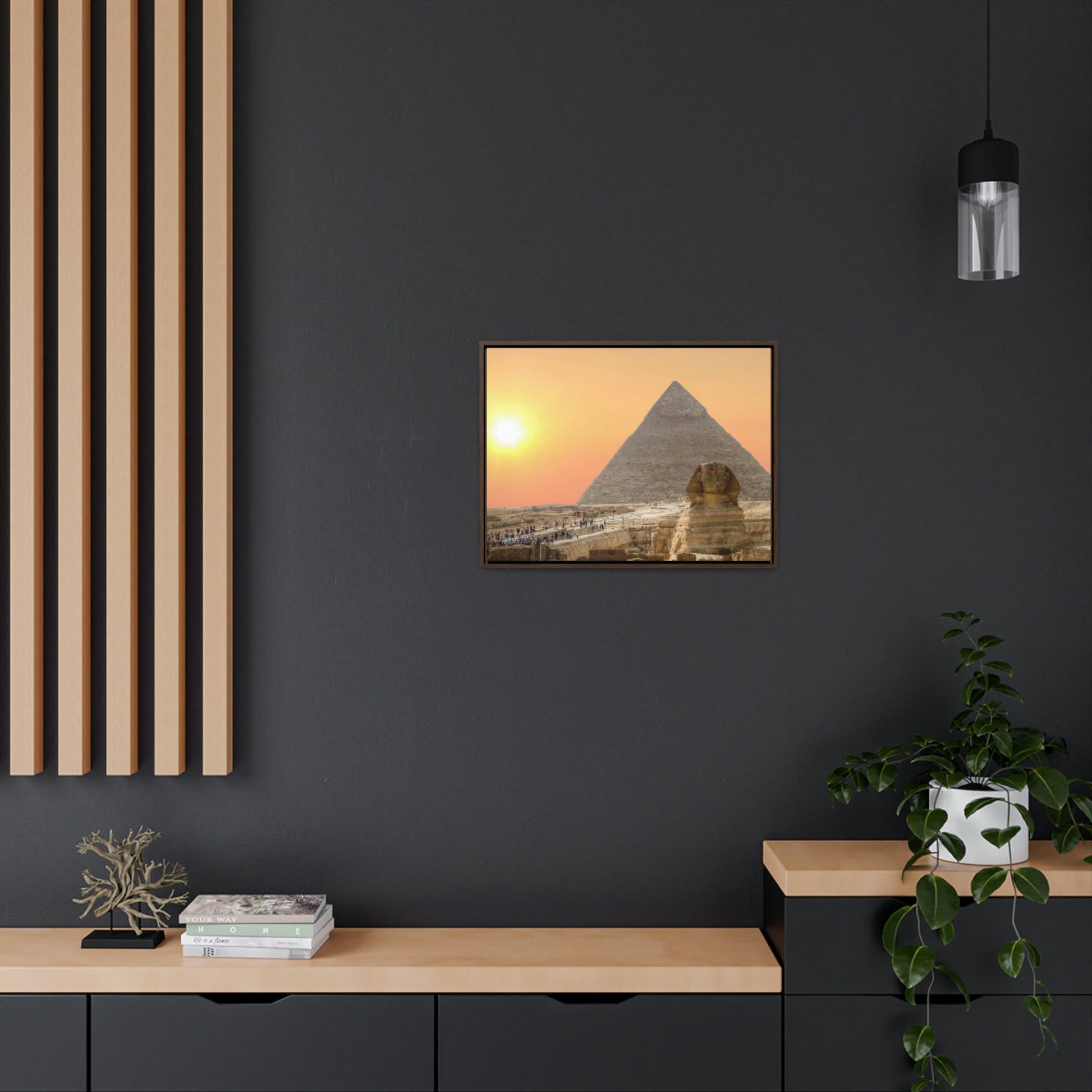 Horizontal Framed Premium Gallery Wrap Canvas - The Great Sphinx of Giza and Pyramid - Egypt - Ancient religions - Green Forest Home