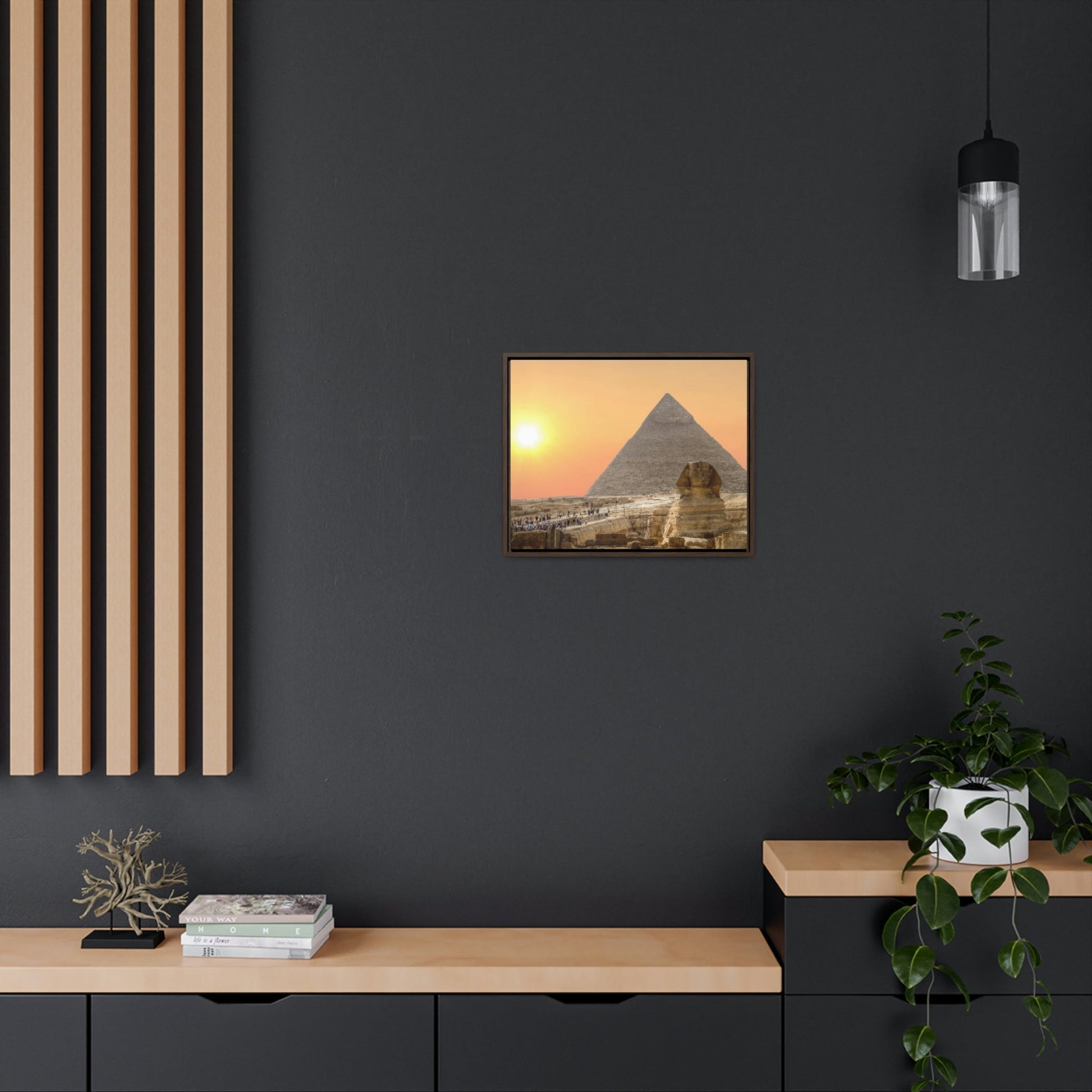 Horizontal Framed Premium Gallery Wrap Canvas - The Great Sphinx of Giza and Pyramid - Egypt - Ancient religions - Green Forest Home