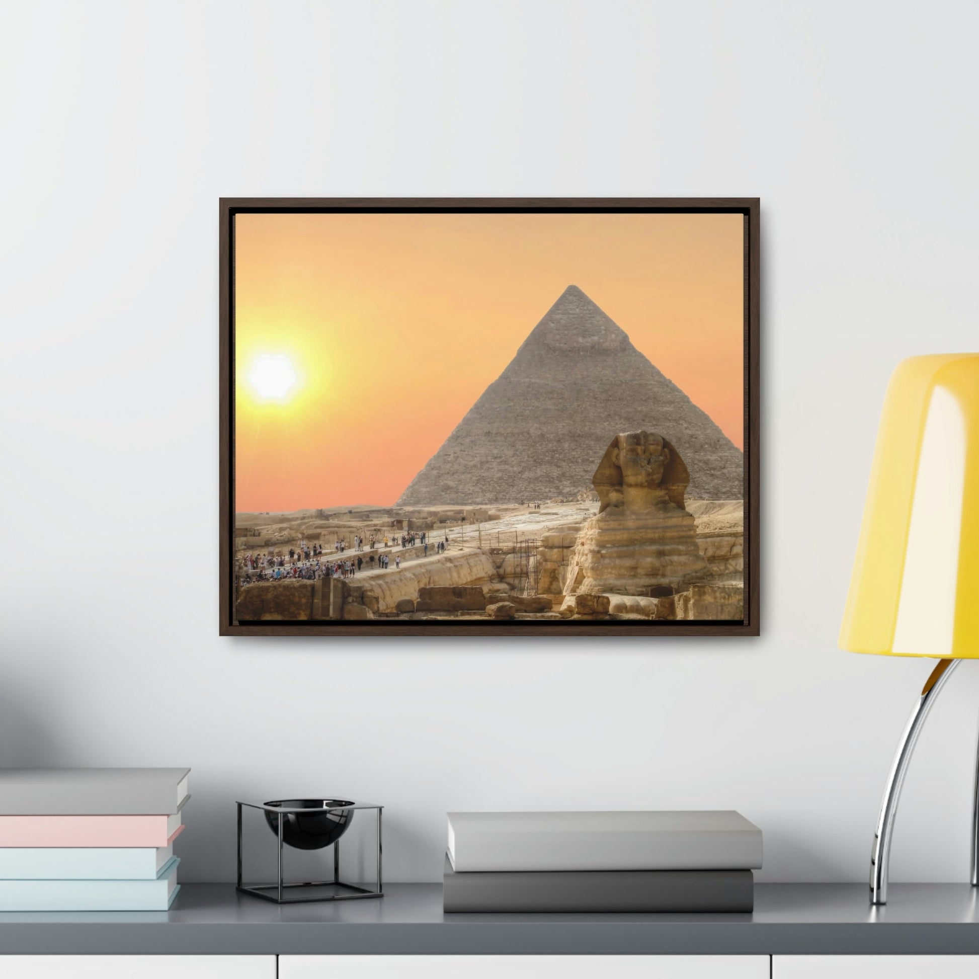 Horizontal Framed Premium Gallery Wrap Canvas - The Great Sphinx of Giza and Pyramid - Egypt - Ancient religions - Green Forest Home