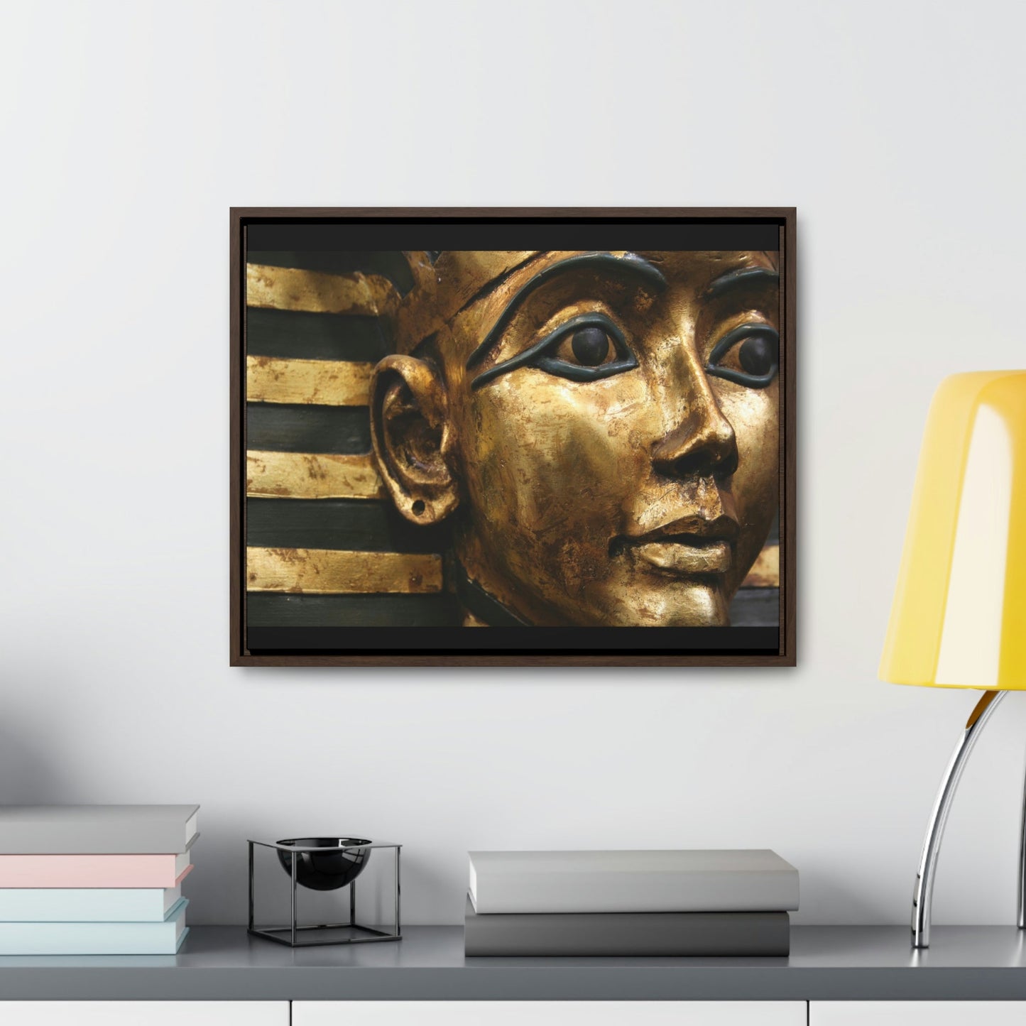 Horizontal Framed Premium Gallery Wrap Canvas - The Powerful Stare of King Tut - Egypt - Ancient religions - Green Forest Home