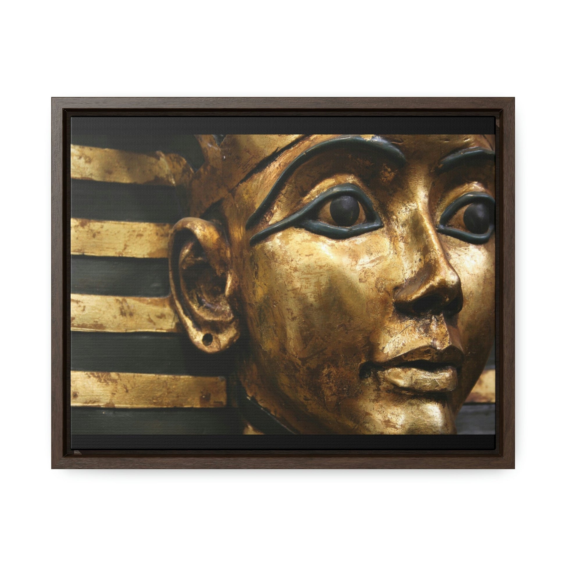 Horizontal Framed Premium Gallery Wrap Canvas - The Powerful Stare of King Tut - Egypt - Ancient religions - Green Forest Home