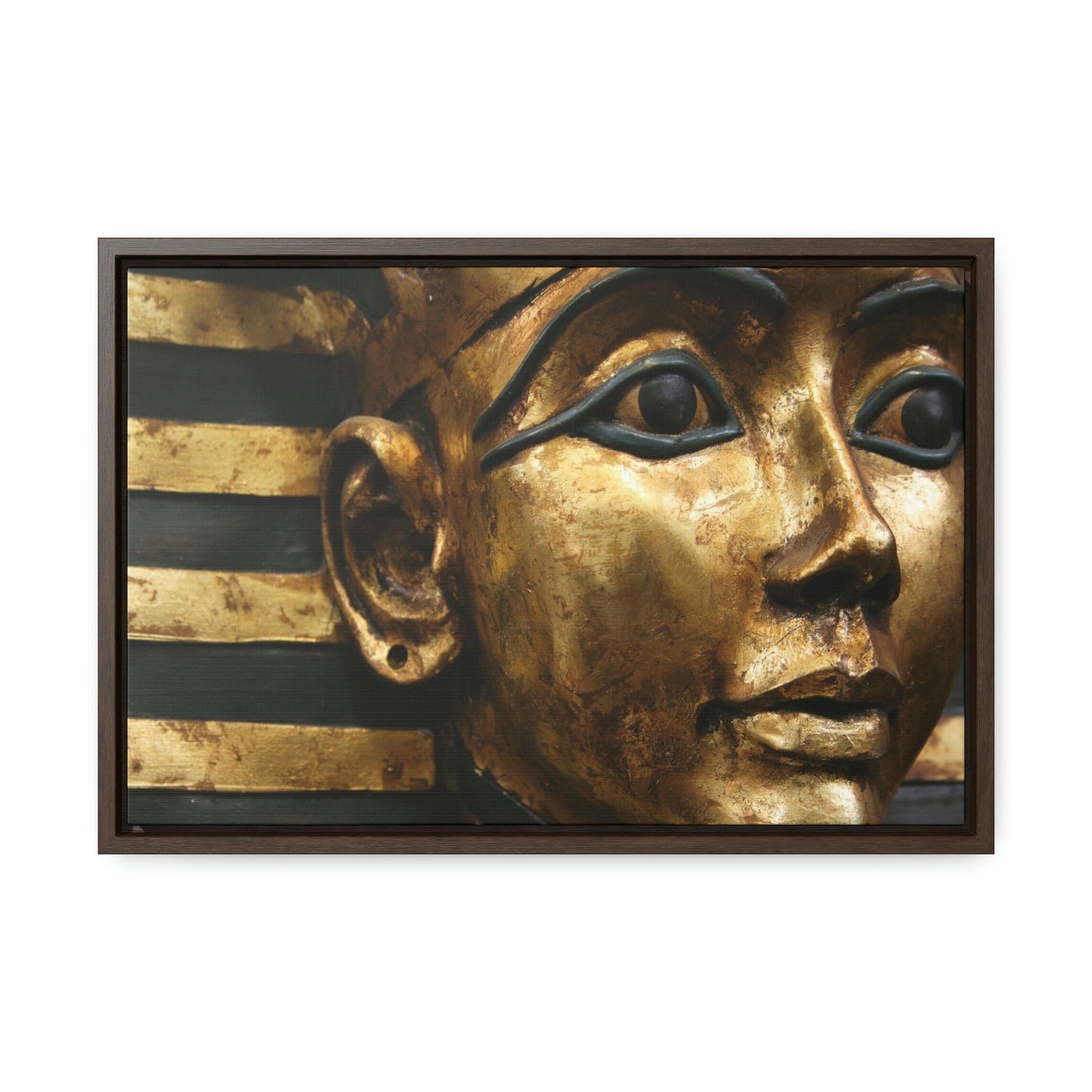 Horizontal Framed Premium Gallery Wrap Canvas - The Powerful Stare of King Tut - Egypt - Ancient religions - Green Forest Home