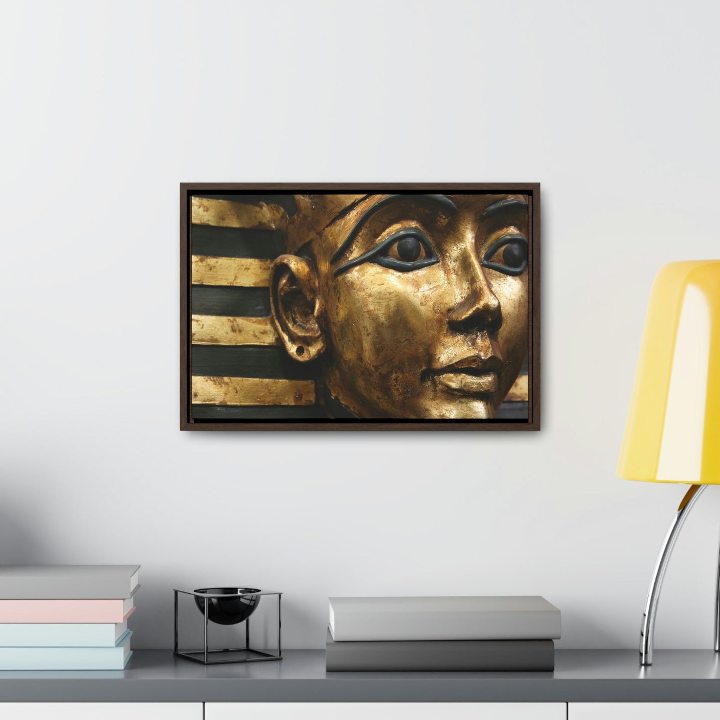 Horizontal Framed Premium Gallery Wrap Canvas - The Powerful Stare of King Tut - Egypt - Ancient religions - Green Forest Home