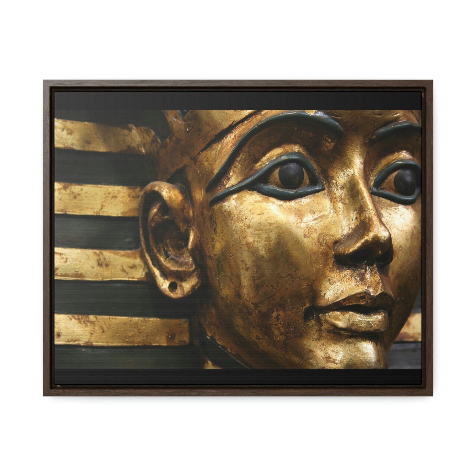 Horizontal Framed Premium Gallery Wrap Canvas - The Powerful Stare of King Tut - Egypt - Ancient religions - Green Forest Home