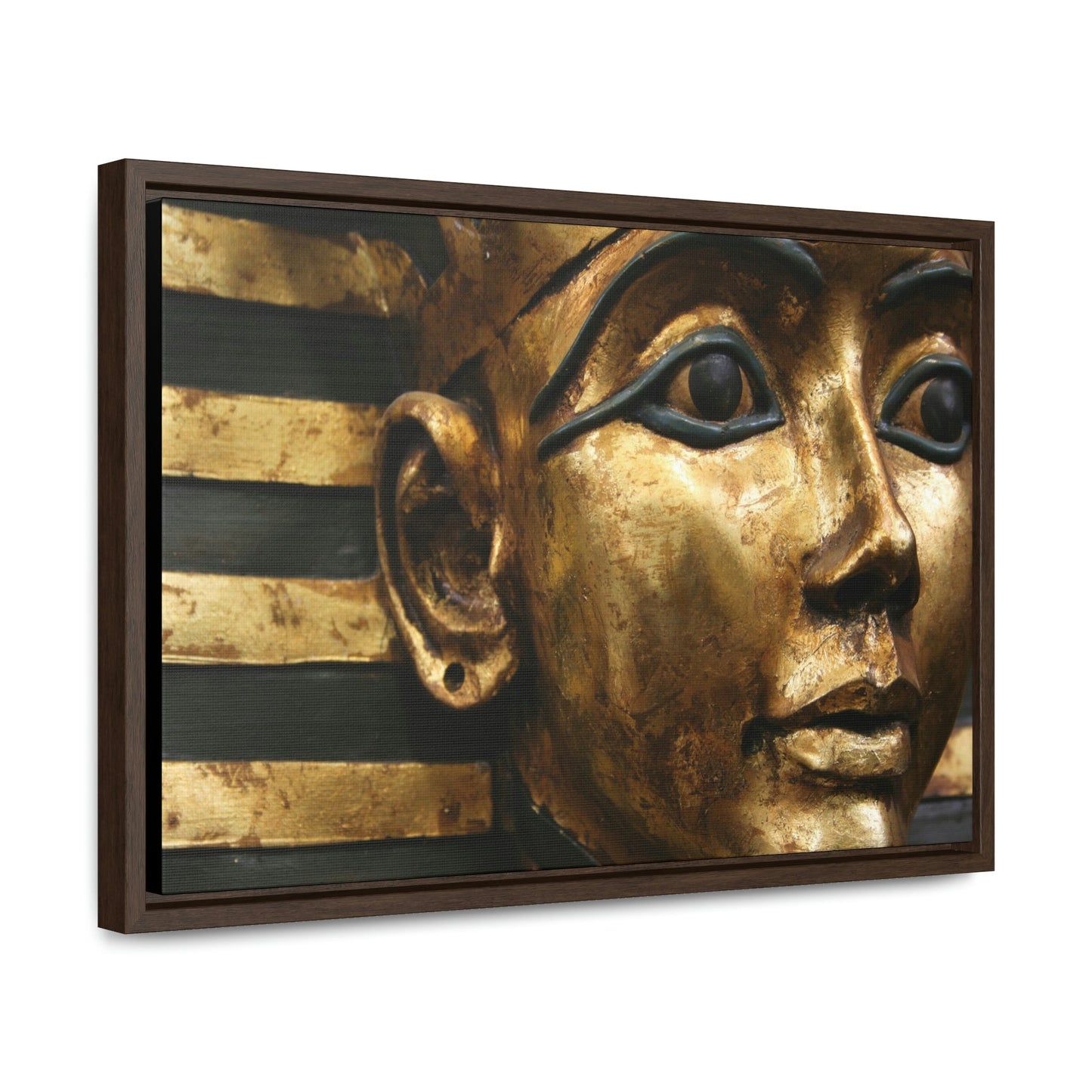 Horizontal Framed Premium Gallery Wrap Canvas - The Powerful Stare of King Tut - Egypt - Ancient religions - Green Forest Home