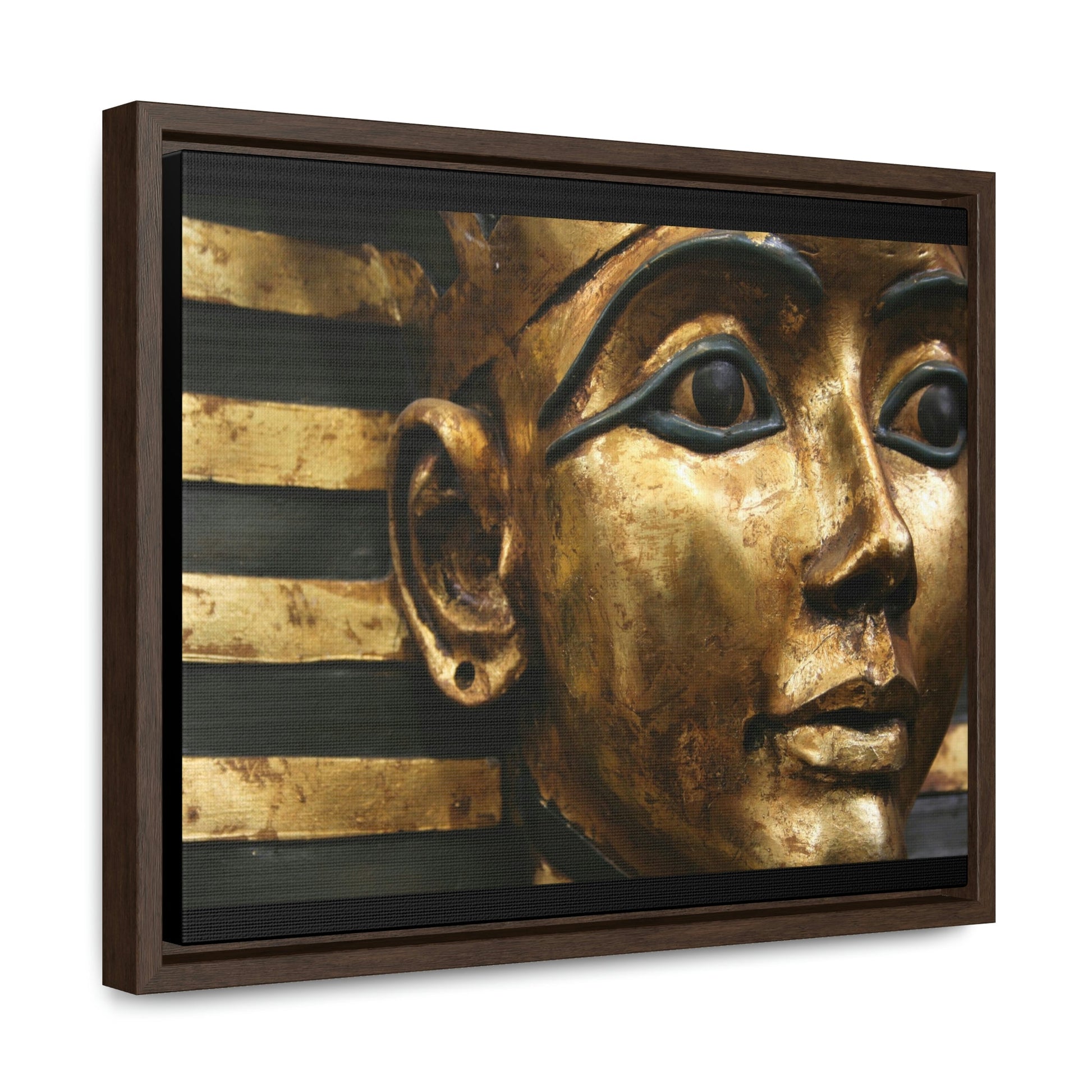 Horizontal Framed Premium Gallery Wrap Canvas - The Powerful Stare of King Tut - Egypt - Ancient religions - Green Forest Home