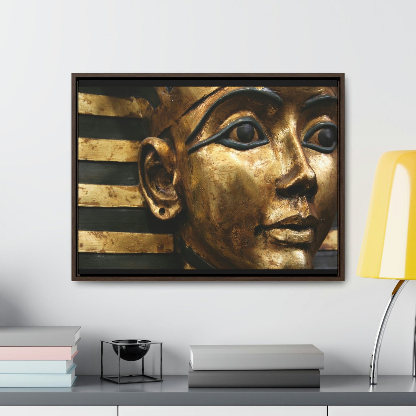 Horizontal Framed Premium Gallery Wrap Canvas - The Powerful Stare of King Tut - Egypt - Ancient religions - Green Forest Home