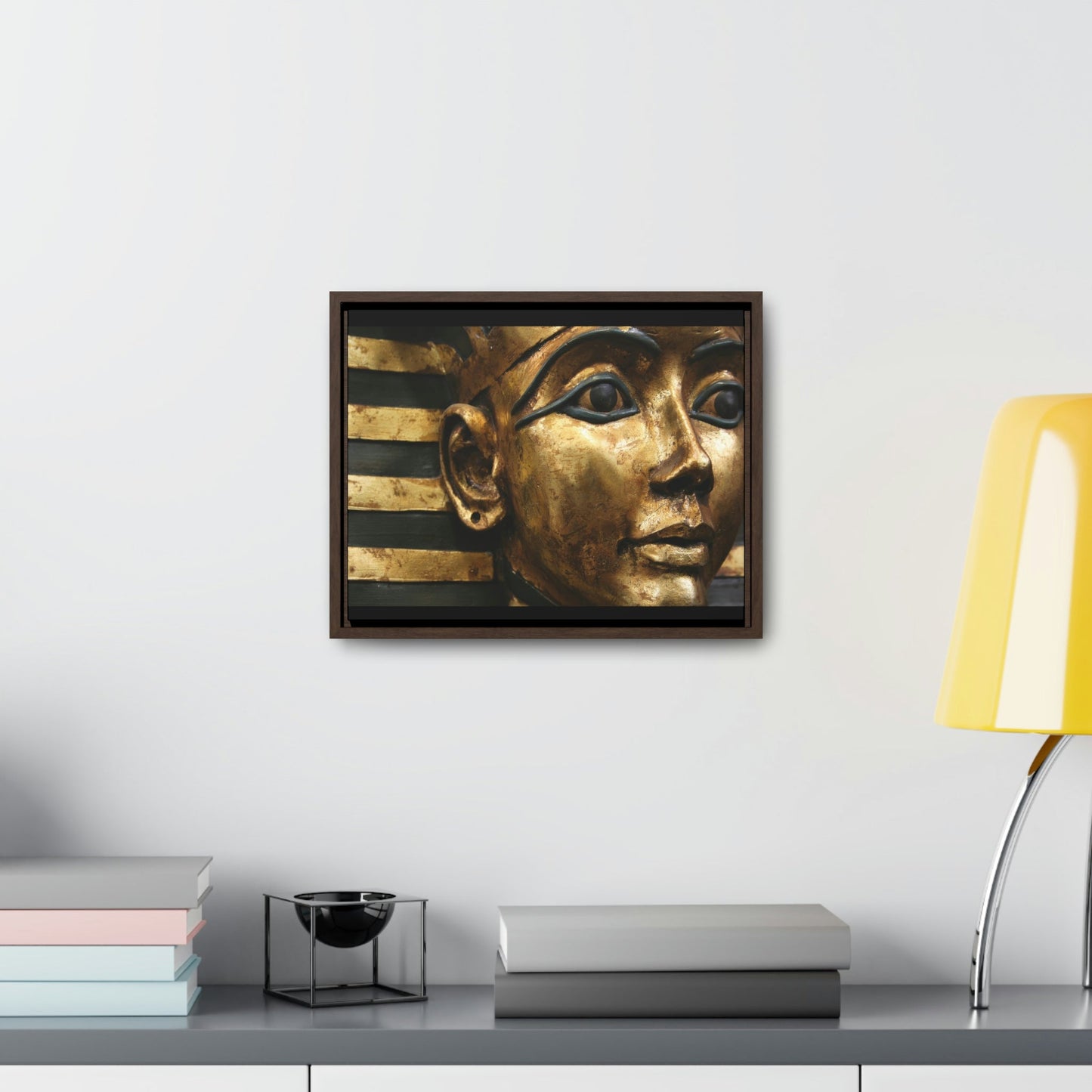 Horizontal Framed Premium Gallery Wrap Canvas - The Powerful Stare of King Tut - Egypt - Ancient religions - Green Forest Home