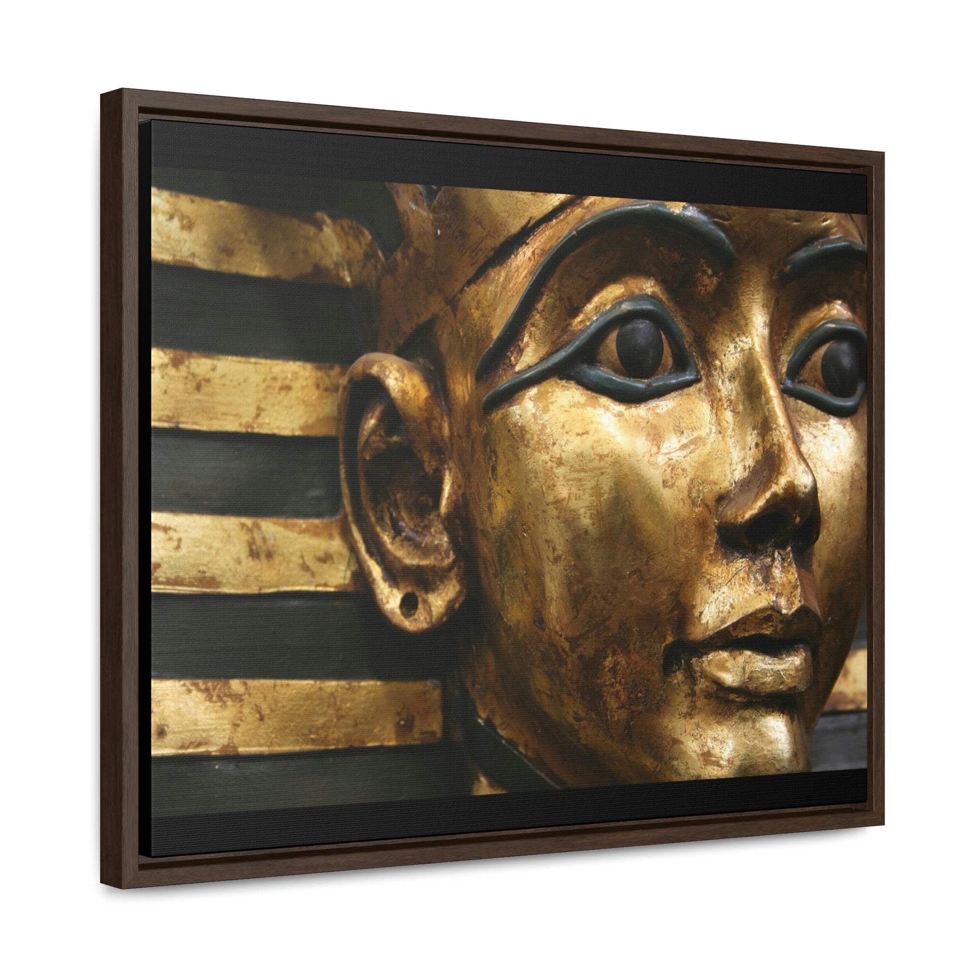 Horizontal Framed Premium Gallery Wrap Canvas - The Powerful Stare of King Tut - Egypt - Ancient religions - Green Forest Home