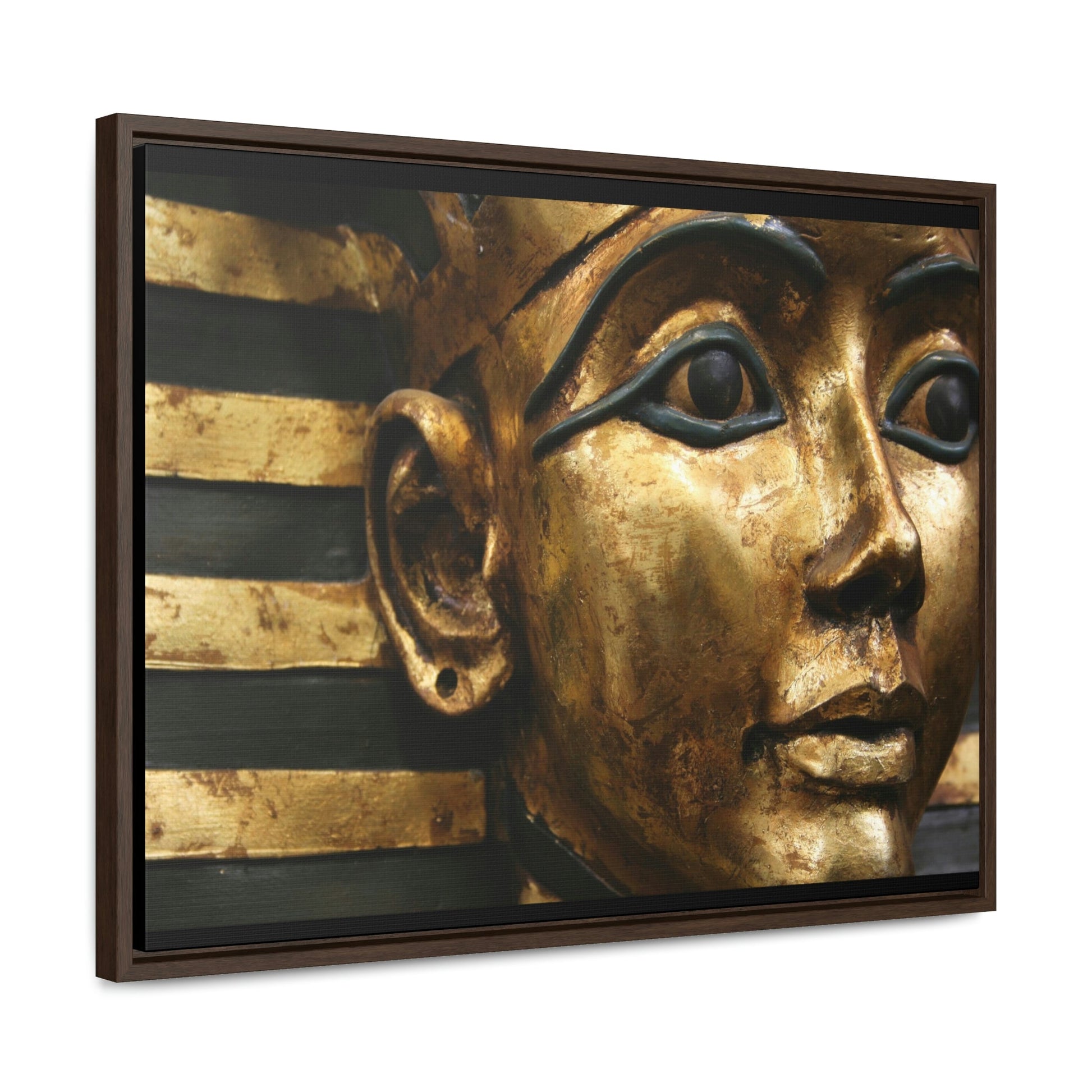 Horizontal Framed Premium Gallery Wrap Canvas - The Powerful Stare of King Tut - Egypt - Ancient religions - Green Forest Home