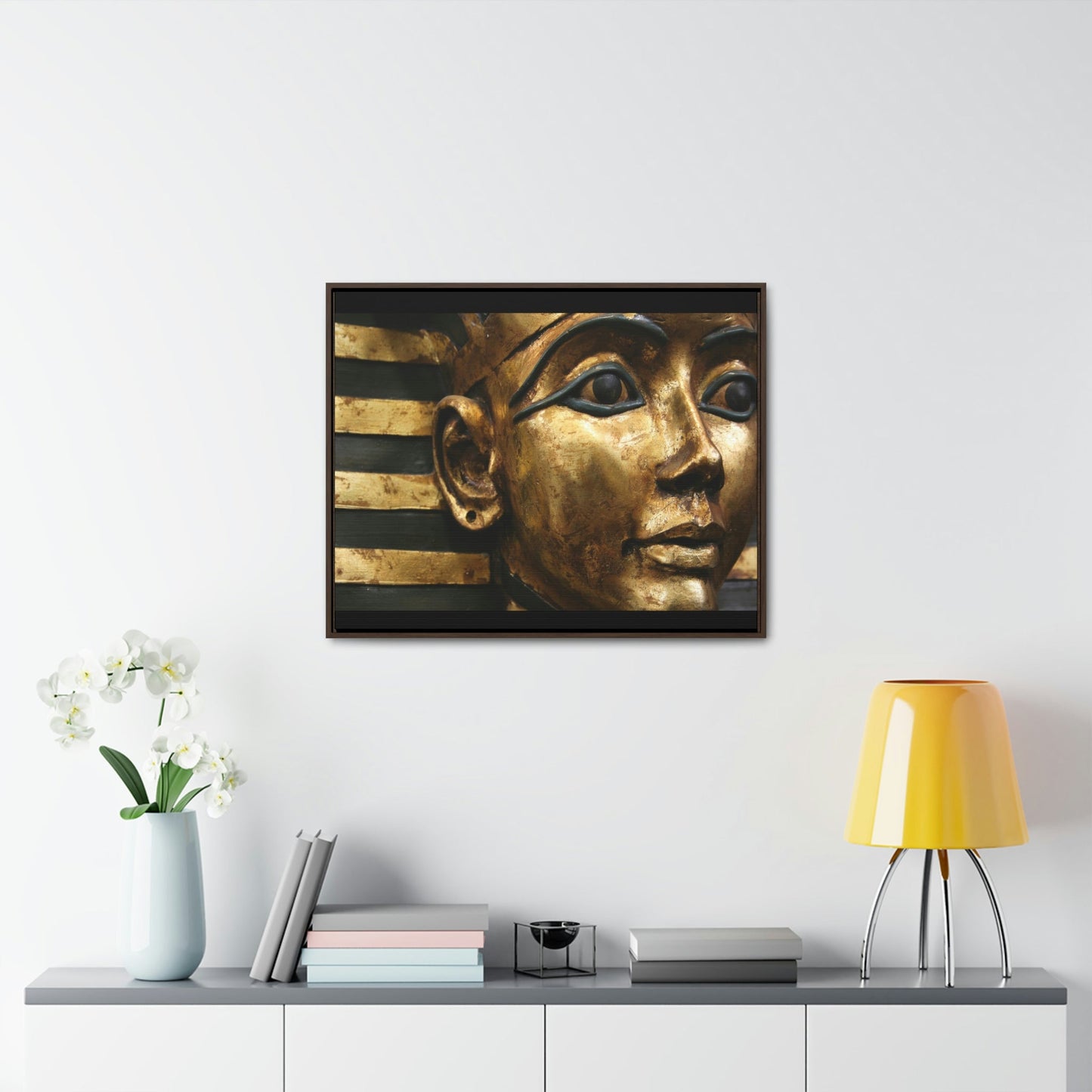 Horizontal Framed Premium Gallery Wrap Canvas - The Powerful Stare of King Tut - Egypt - Ancient religions - Green Forest Home