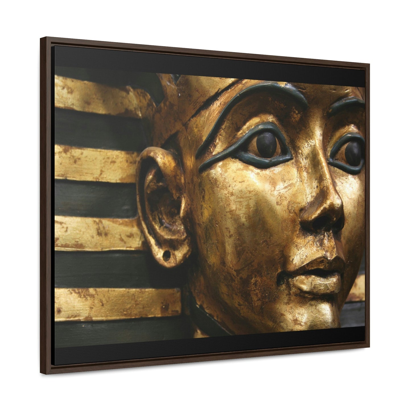 Horizontal Framed Premium Gallery Wrap Canvas - The Powerful Stare of King Tut - Egypt - Ancient religions - Green Forest Home