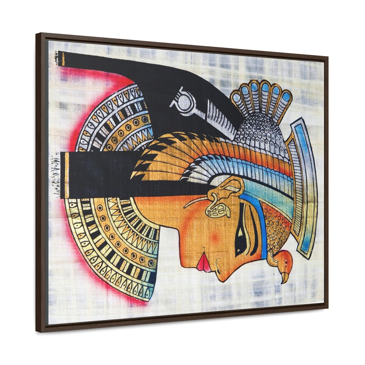 Horizontal Framed Premium Gallery Wrap Canvas - The symbol of Pharaoh Painting on Papyrus - Egypt - Ancient religions - Green Forest Home