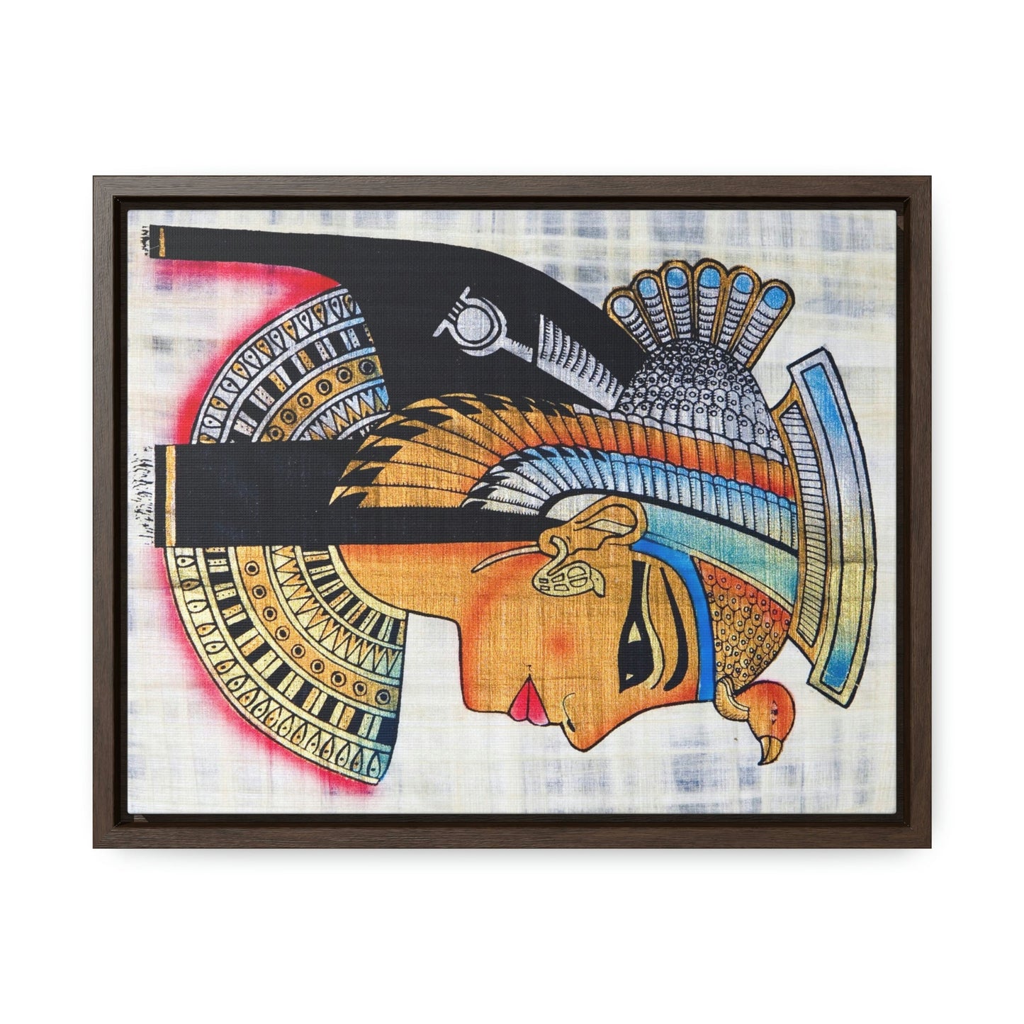 Horizontal Framed Premium Gallery Wrap Canvas - The symbol of Pharaoh Painting on Papyrus - Egypt - Ancient religions - Green Forest Home