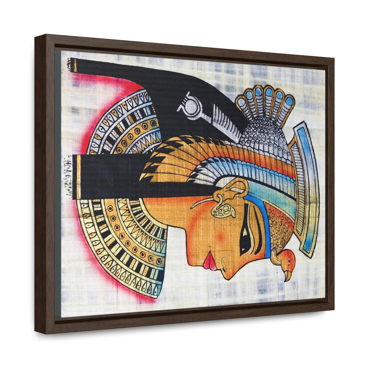 Horizontal Framed Premium Gallery Wrap Canvas - The symbol of Pharaoh Painting on Papyrus - Egypt - Ancient religions - Green Forest Home