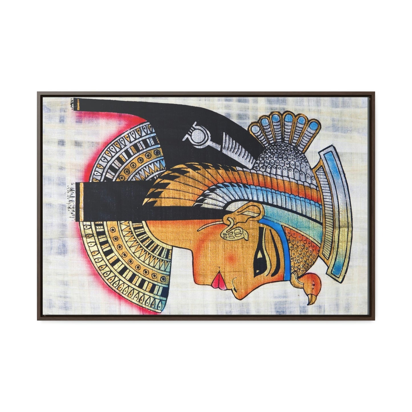 Horizontal Framed Premium Gallery Wrap Canvas - The symbol of Pharaoh Painting on Papyrus - Egypt - Ancient religions - Green Forest Home