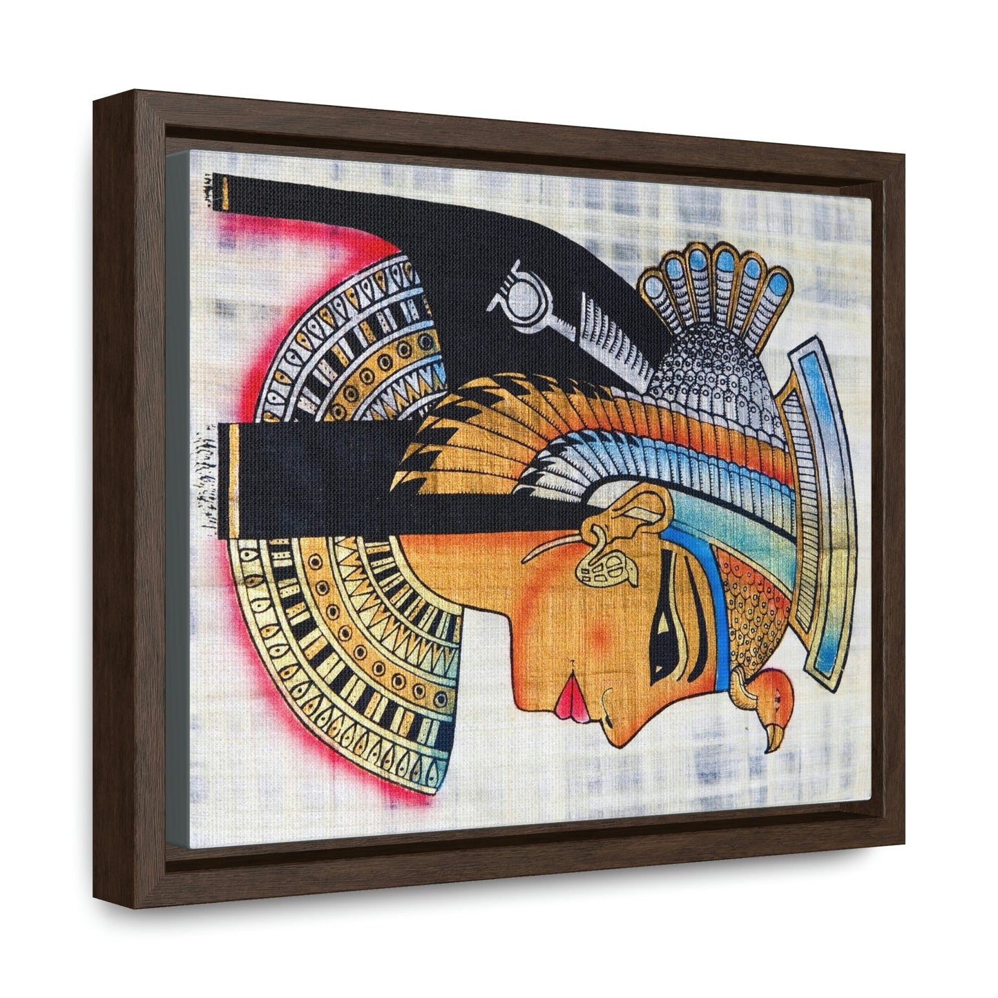 Horizontal Framed Premium Gallery Wrap Canvas - The symbol of Pharaoh Painting on Papyrus - Egypt - Ancient religions - Green Forest Home