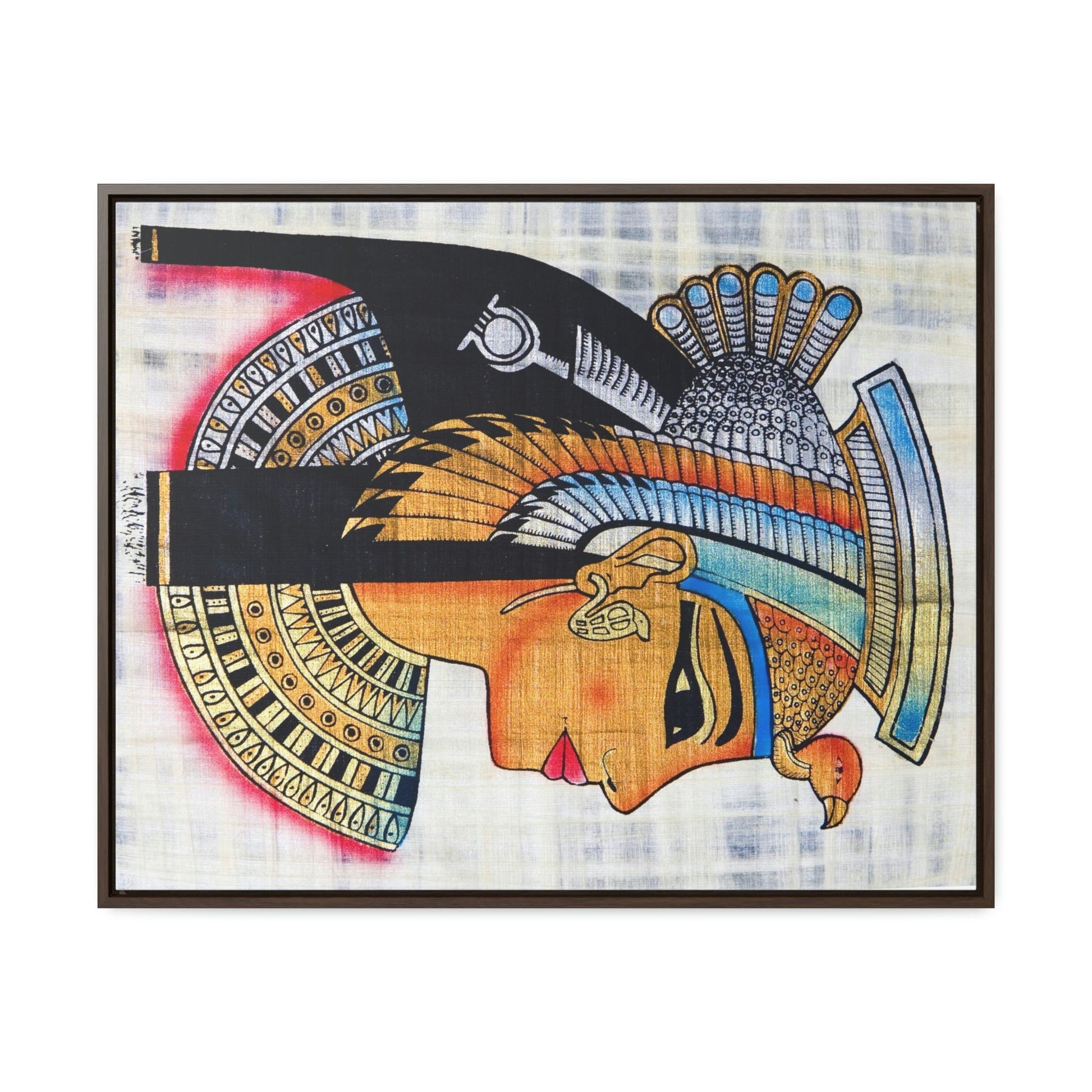 Horizontal Framed Premium Gallery Wrap Canvas - The symbol of Pharaoh Painting on Papyrus - Egypt - Ancient religions - Green Forest Home