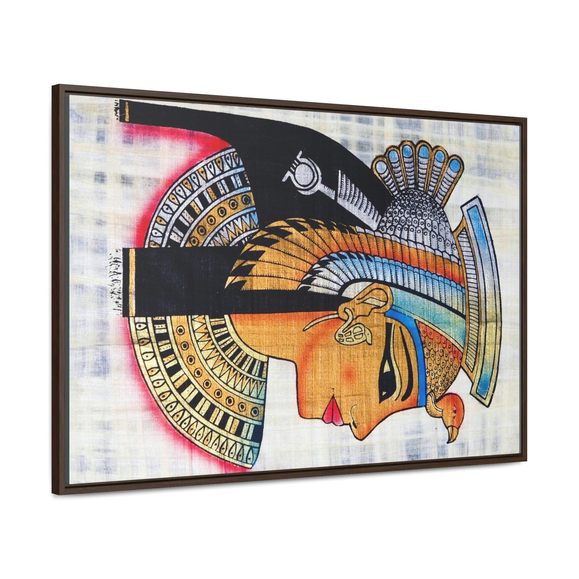 Horizontal Framed Premium Gallery Wrap Canvas - The symbol of Pharaoh Painting on Papyrus - Egypt - Ancient religions - Green Forest Home