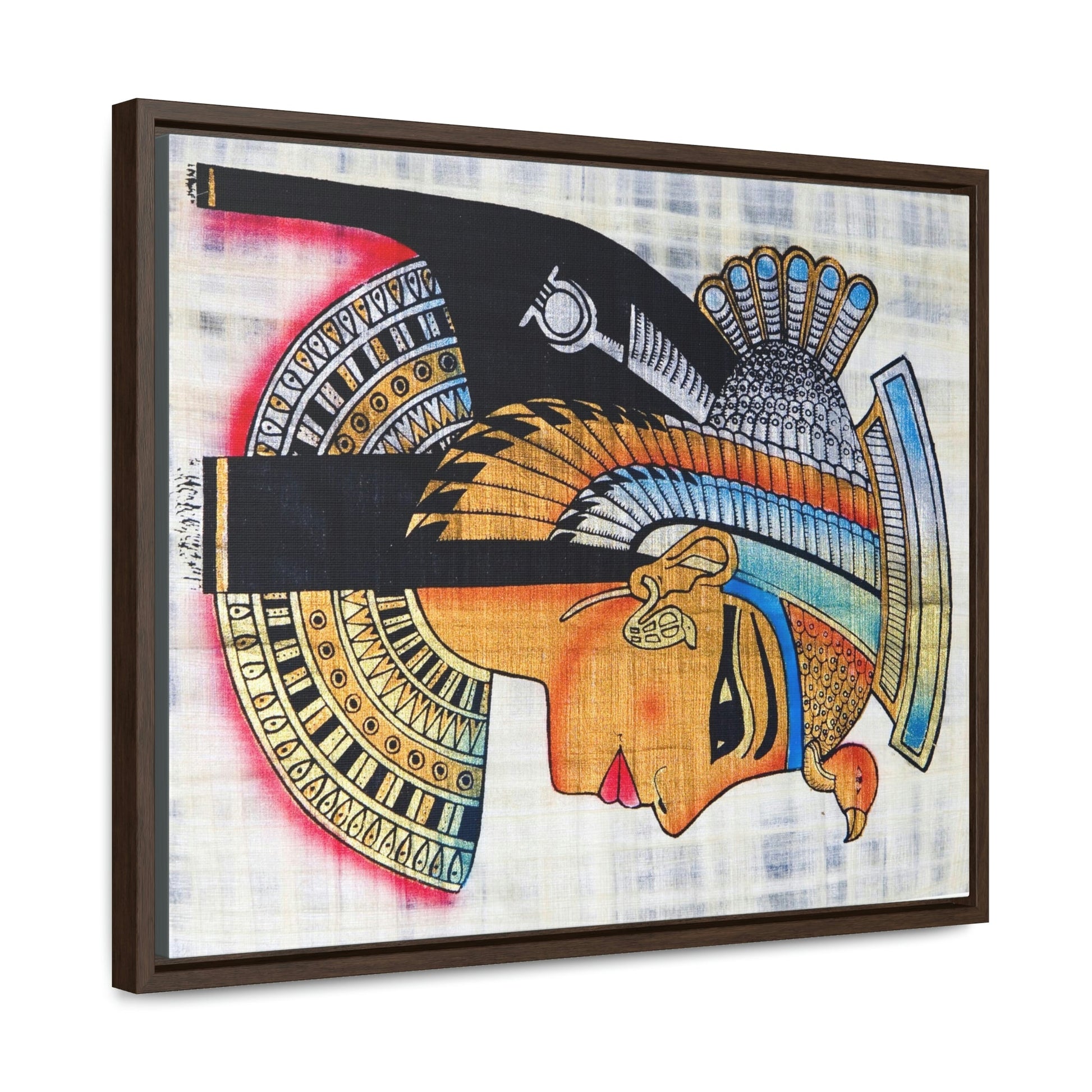 Horizontal Framed Premium Gallery Wrap Canvas - The symbol of Pharaoh Painting on Papyrus - Egypt - Ancient religions - Green Forest Home