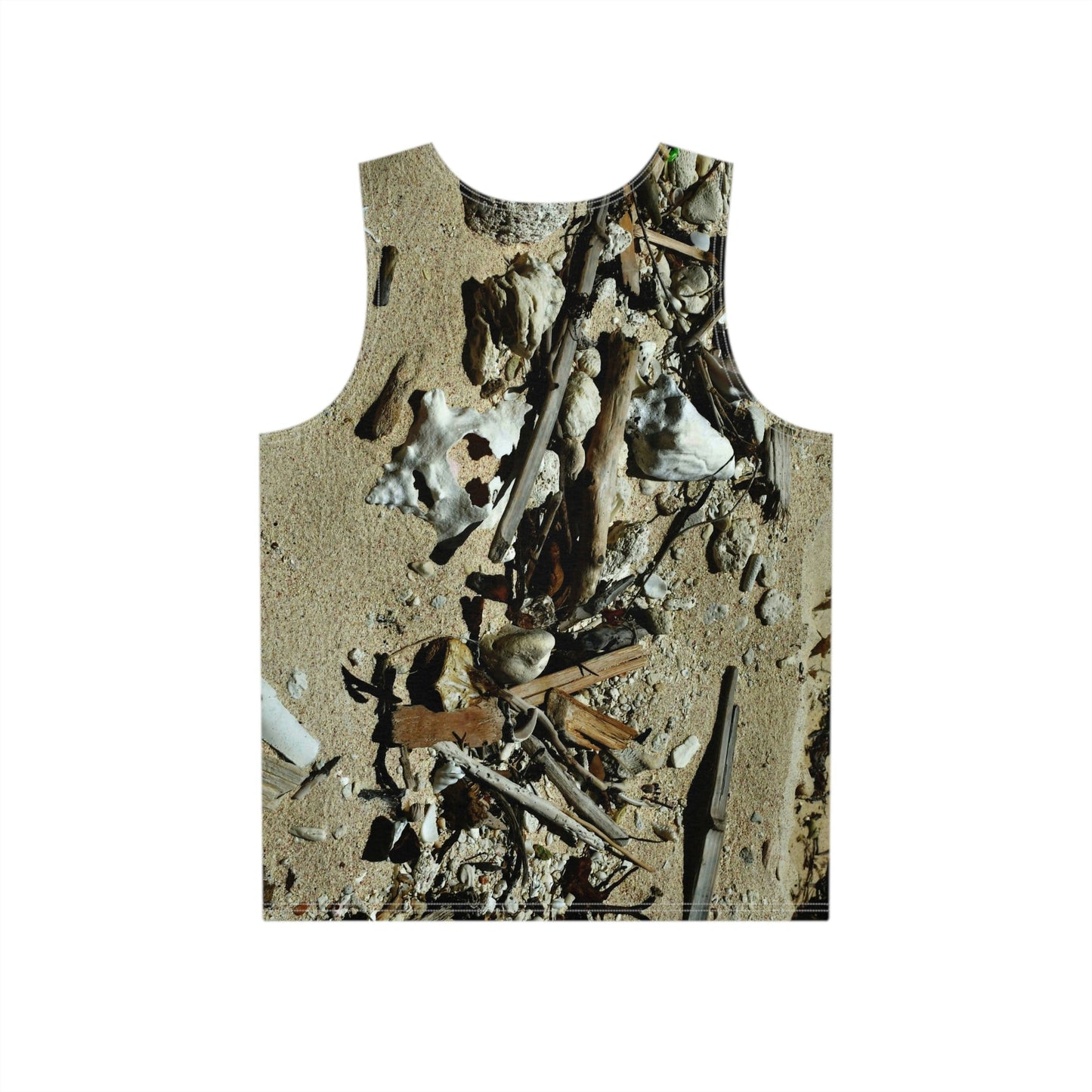 Men's All Over Print Tank (AOP) - Pristine Mona Island Puerto Rico - what got washed in the tides - seashells etc. - Green Forest Home