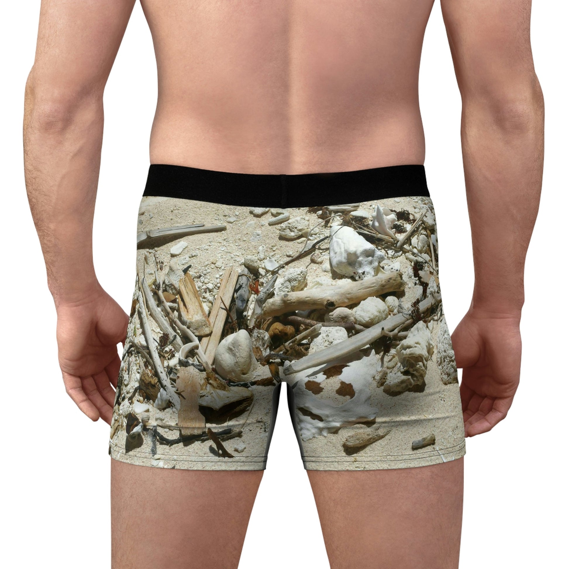 Men's Boxer Briefs - Awesome Mona island crab and beach shells and sticks - PR - Green Forest Home