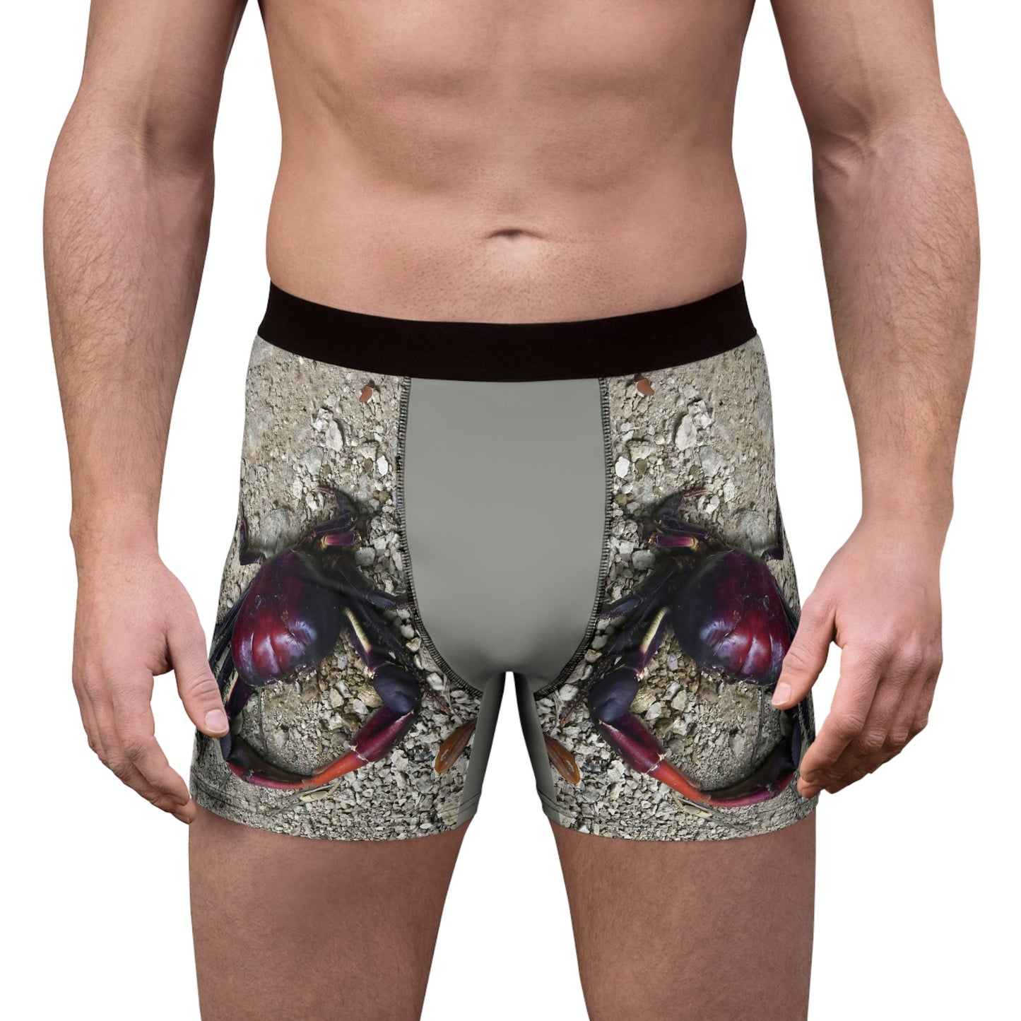 Men's Boxer Briefs - Awesome Mona island crab and beach shells and sticks - PR - Green Forest Home