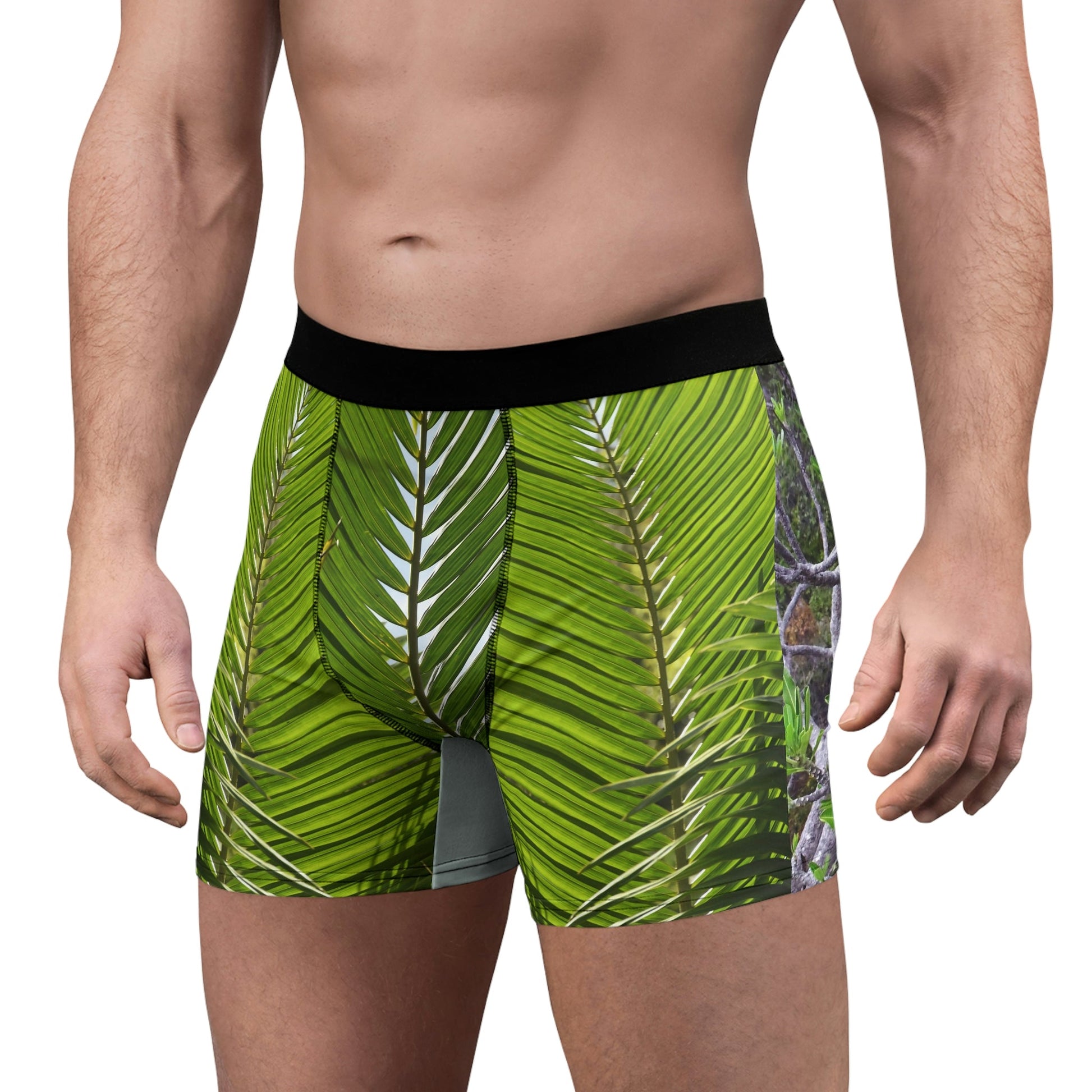 Men's Boxer Briefs - Mona Coconut palm branches - back beach plants - Mona PR - Green Forest Home