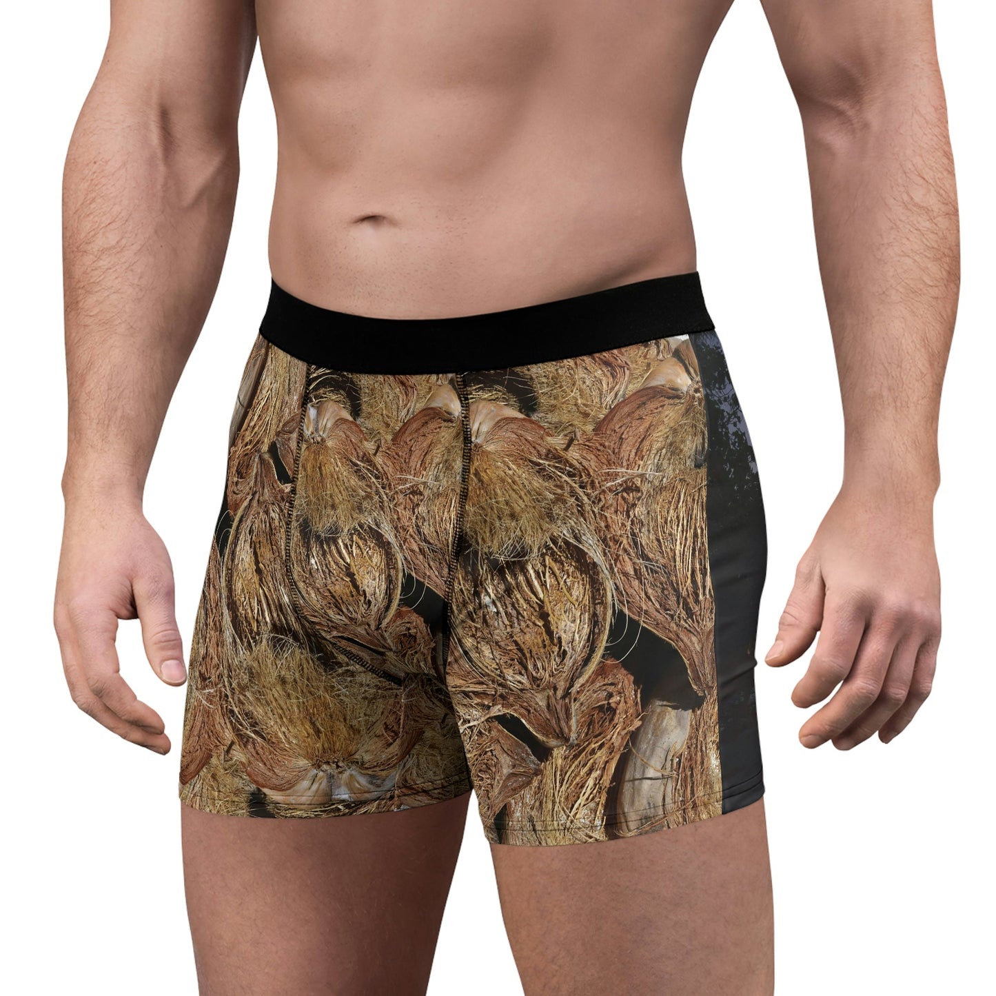 Men's Boxer Briefs - Mona Island dry coconuts and awesome sunset in back - Green Forest Home