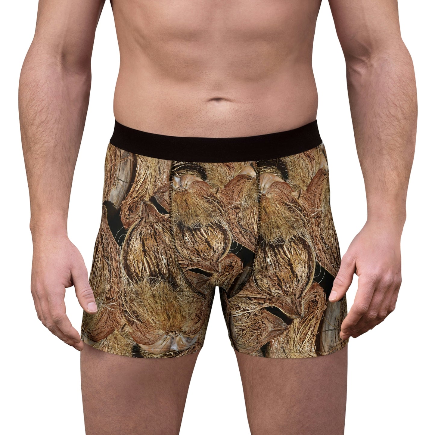 Men's Boxer Briefs - Mona Island dry coconuts and awesome sunset in back - Green Forest Home