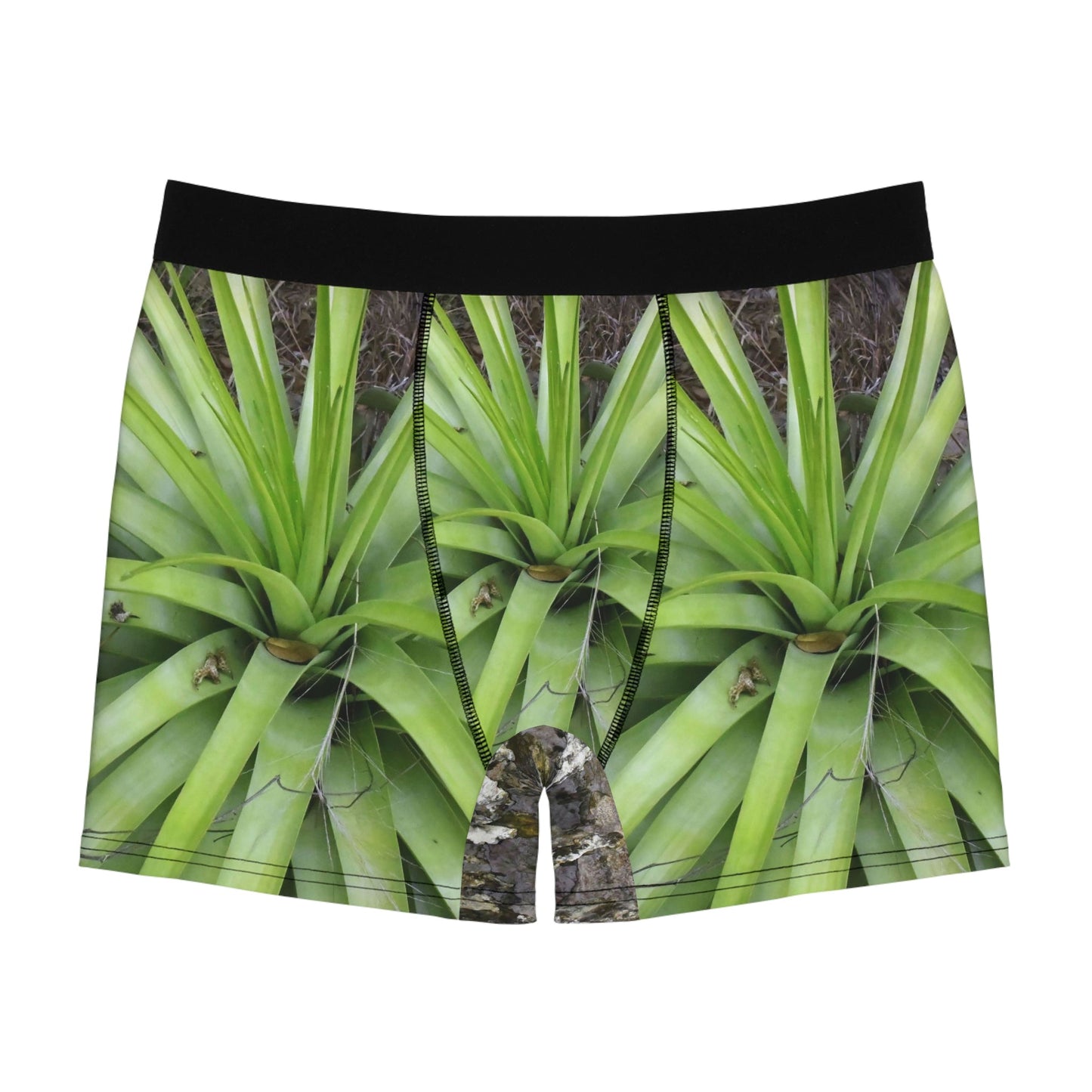 Men's Boxer Briefs - Mona Island PR bromeliad and awesome beach on back - Green Forest Home