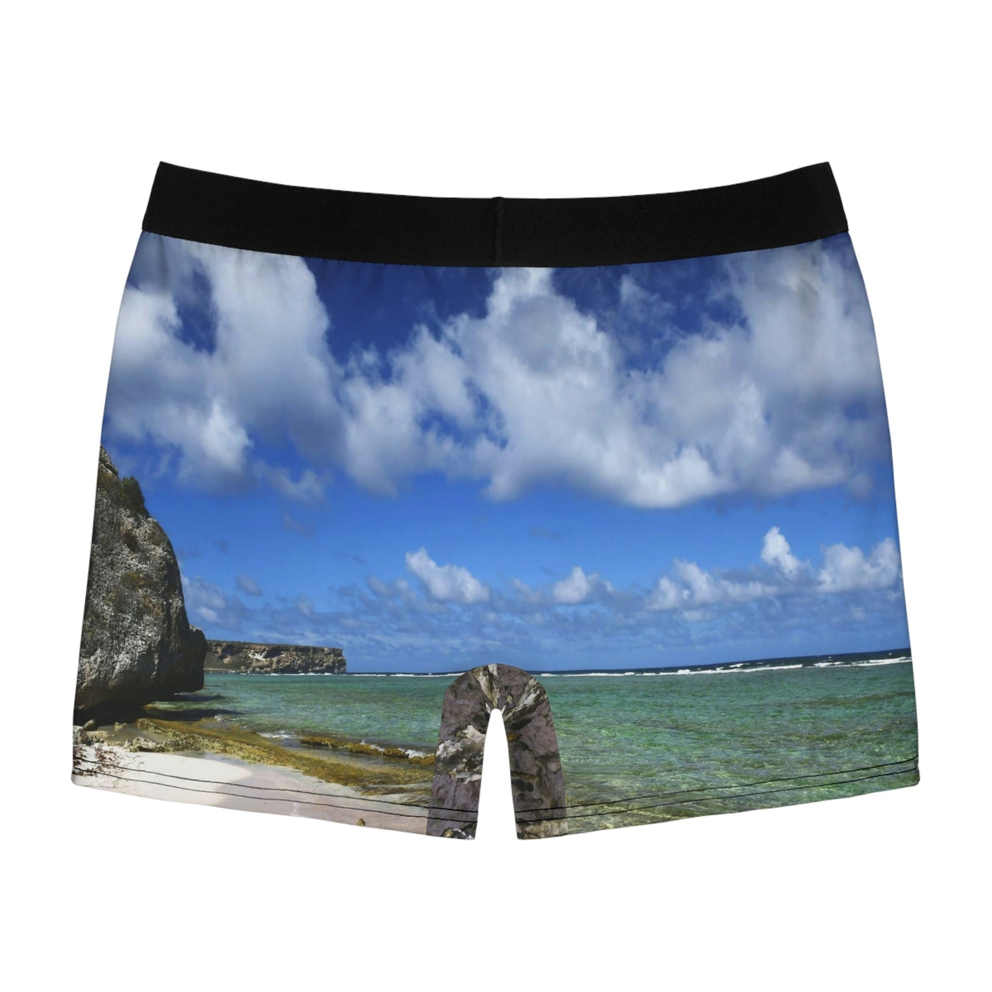 Men's Boxer Briefs - Mona Island PR bromeliad and awesome beach on back - Green Forest Home