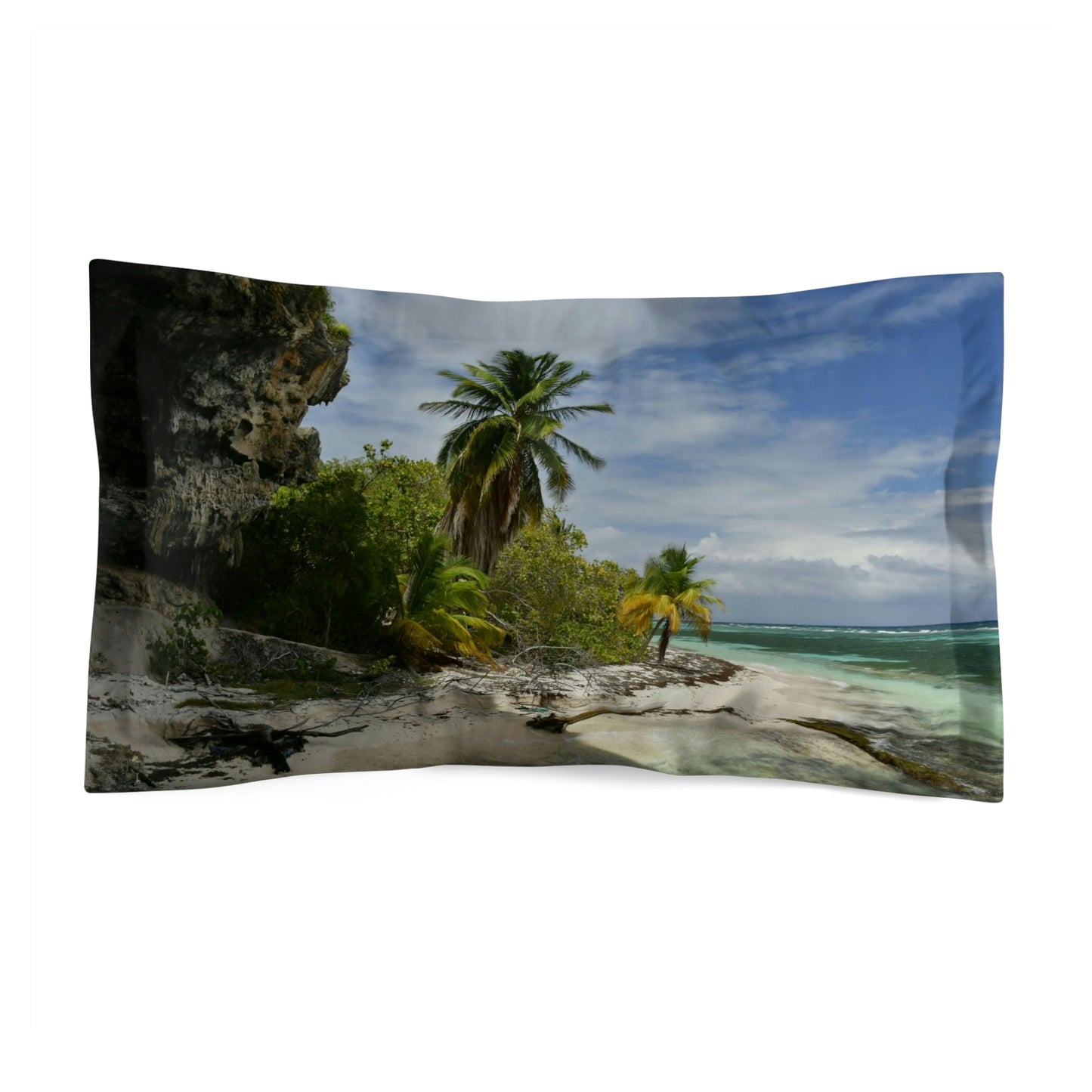 Microfiber Pillow Sham - Unique REMOTE Mona Island - Galapagos of the Caribbean – Puerto Rico - Green Forest Home