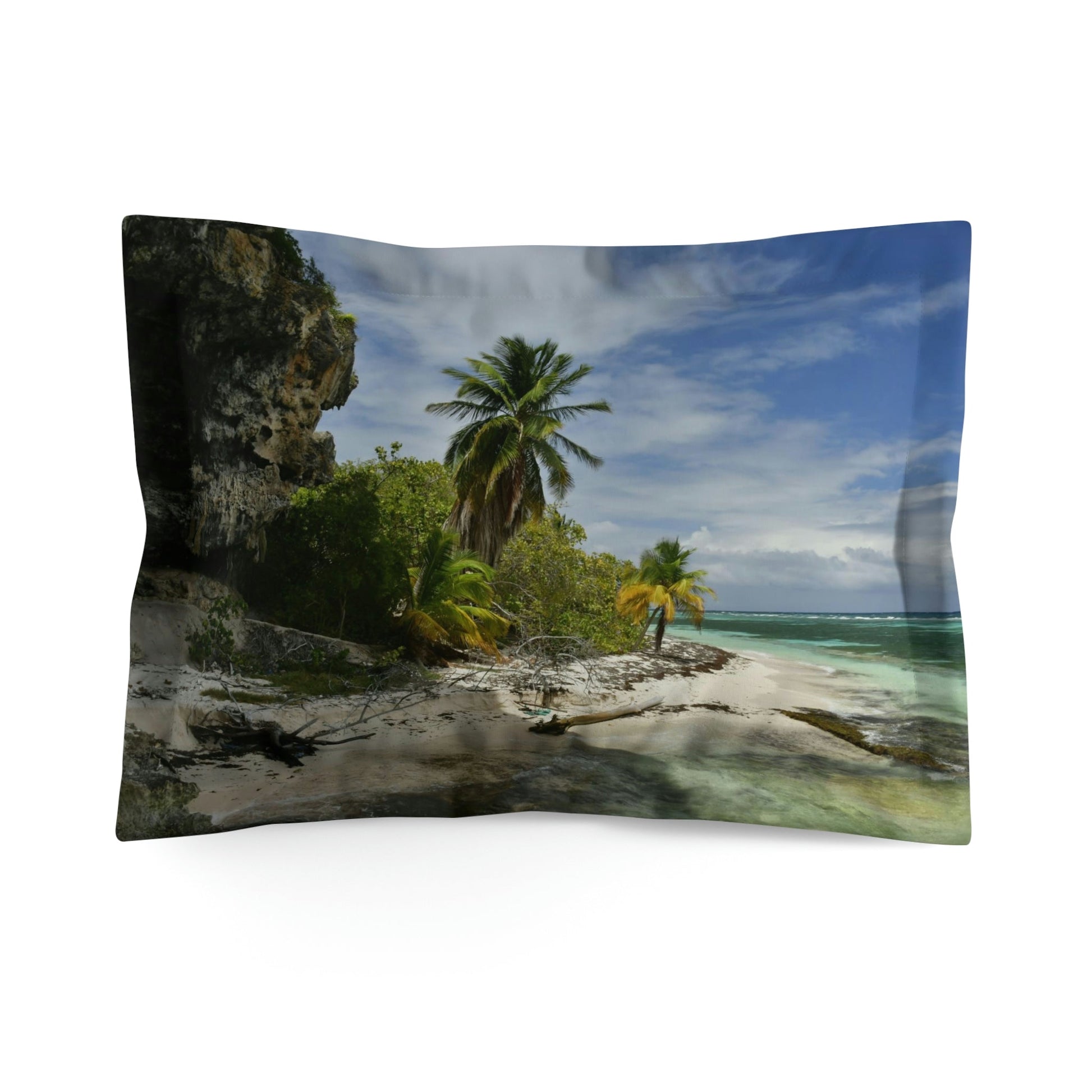 Microfiber Pillow Sham - Unique REMOTE Mona Island - Galapagos of the Caribbean – Puerto Rico - Green Forest Home