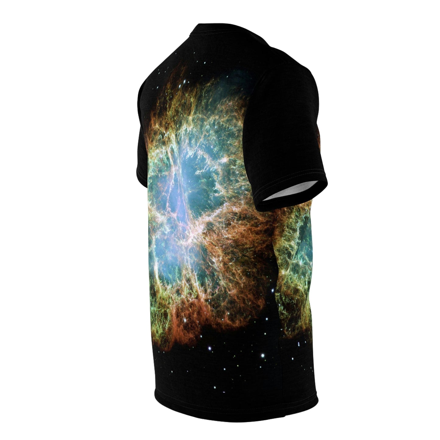 MIND BLOWING STAR MARVELS: Unisex AOP Cut & Sew Tee - Supernova Crab Nebula - NASA HUBBLE space telescope - Green Forest Home