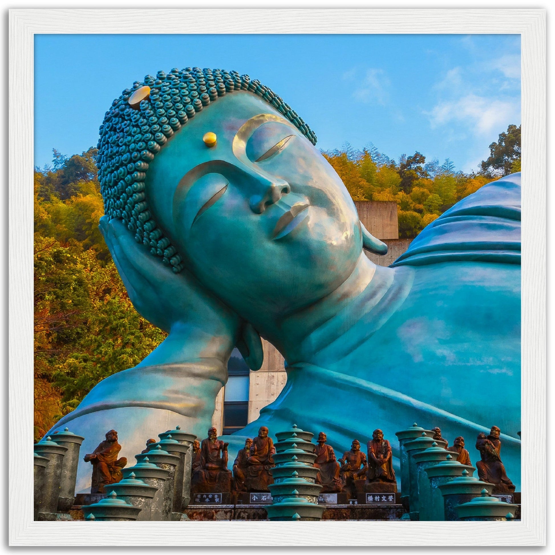 Museum-Quality Matte Paper Wooden Framed Poster - Nanzoin Temple in Fukuoka Reclining Buddha (Nehanzo) - JAPAN - Green Forest Home