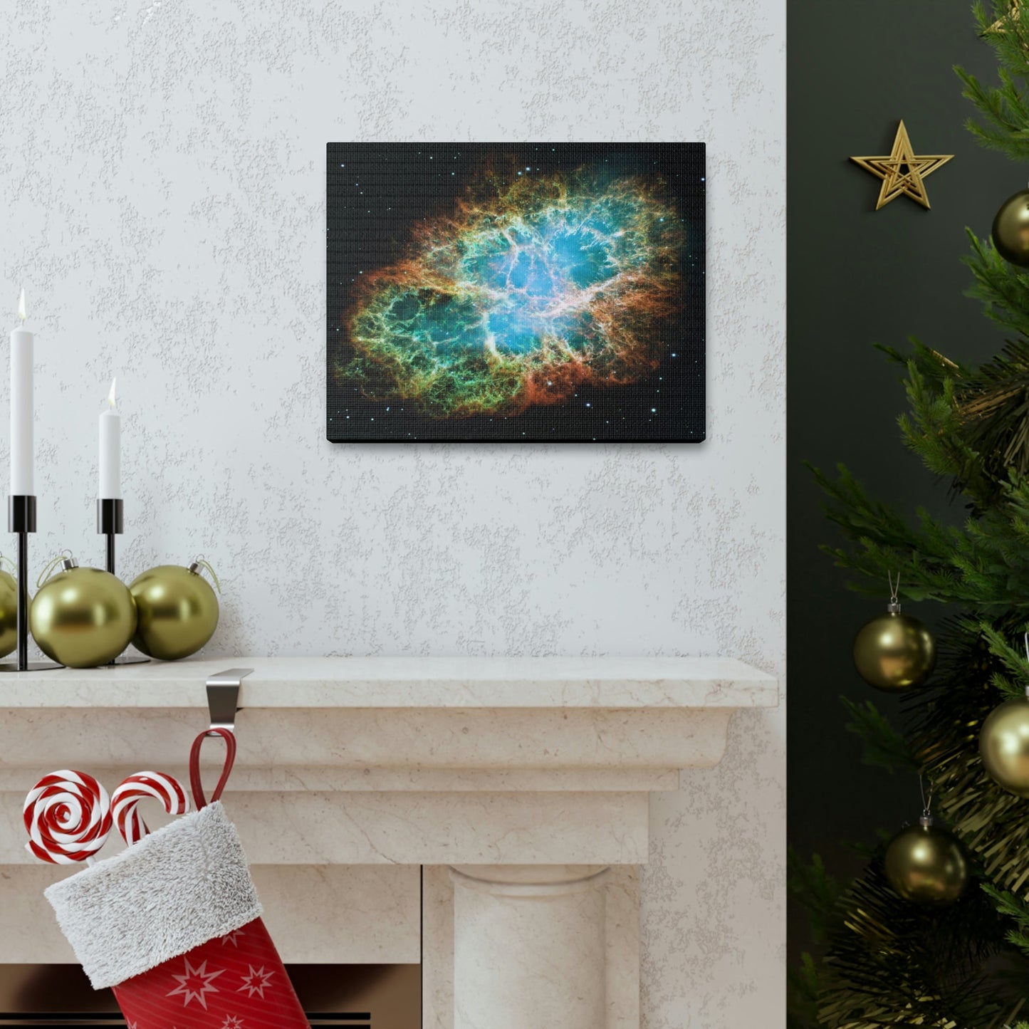 NASA/HUBBLE/ESA - SMALL Canvas Gallery Wraps - The wonderful discoveries from space telescopes - Crab nebula - a SUPERNOVA explosion active today - Green Forest Home