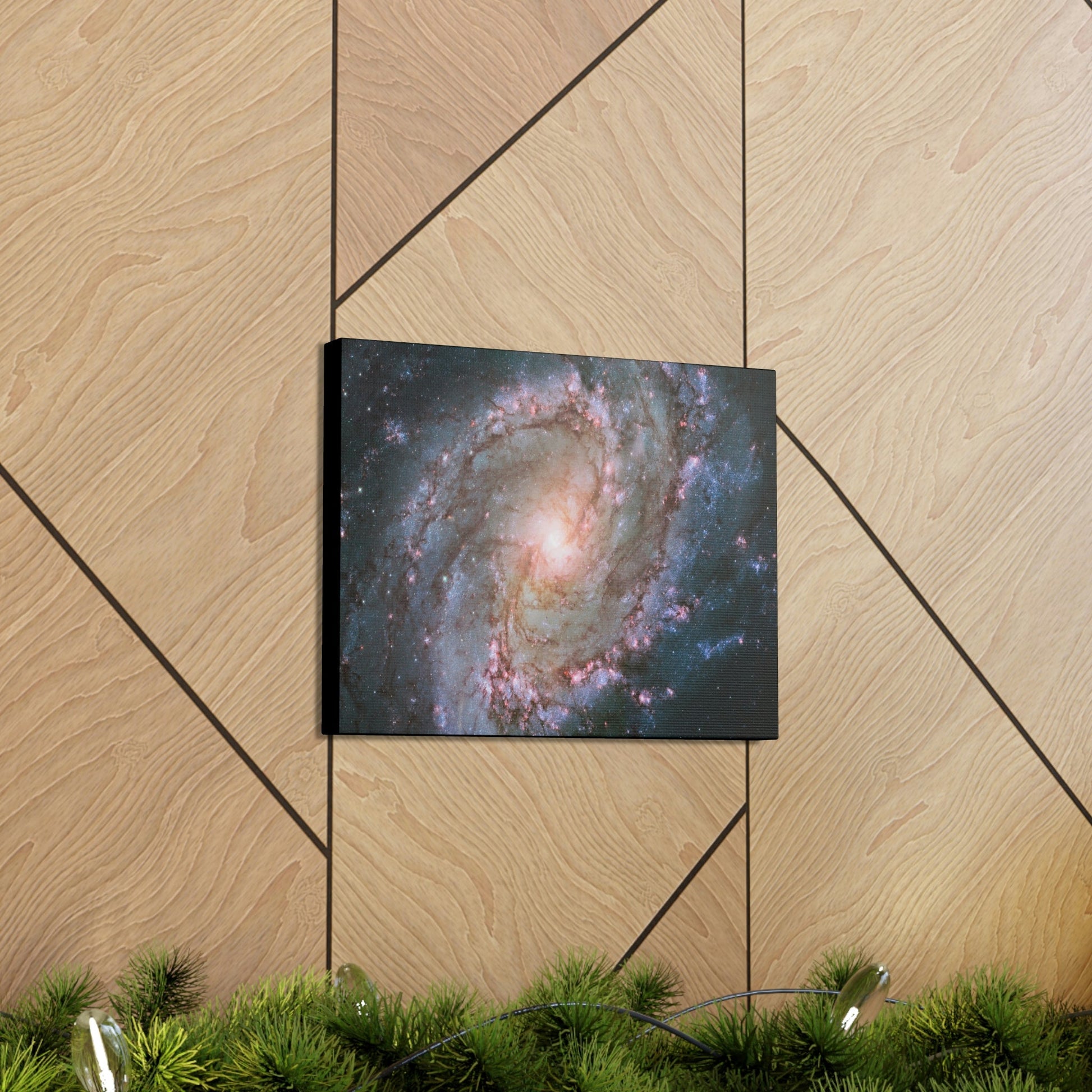 NASA/HUBBLE/ESA - SMALL Canvas Gallery Wraps - The wonderful discoveries from space telescopes - Galaxy with many newborn (blue) stars - Green Forest Home