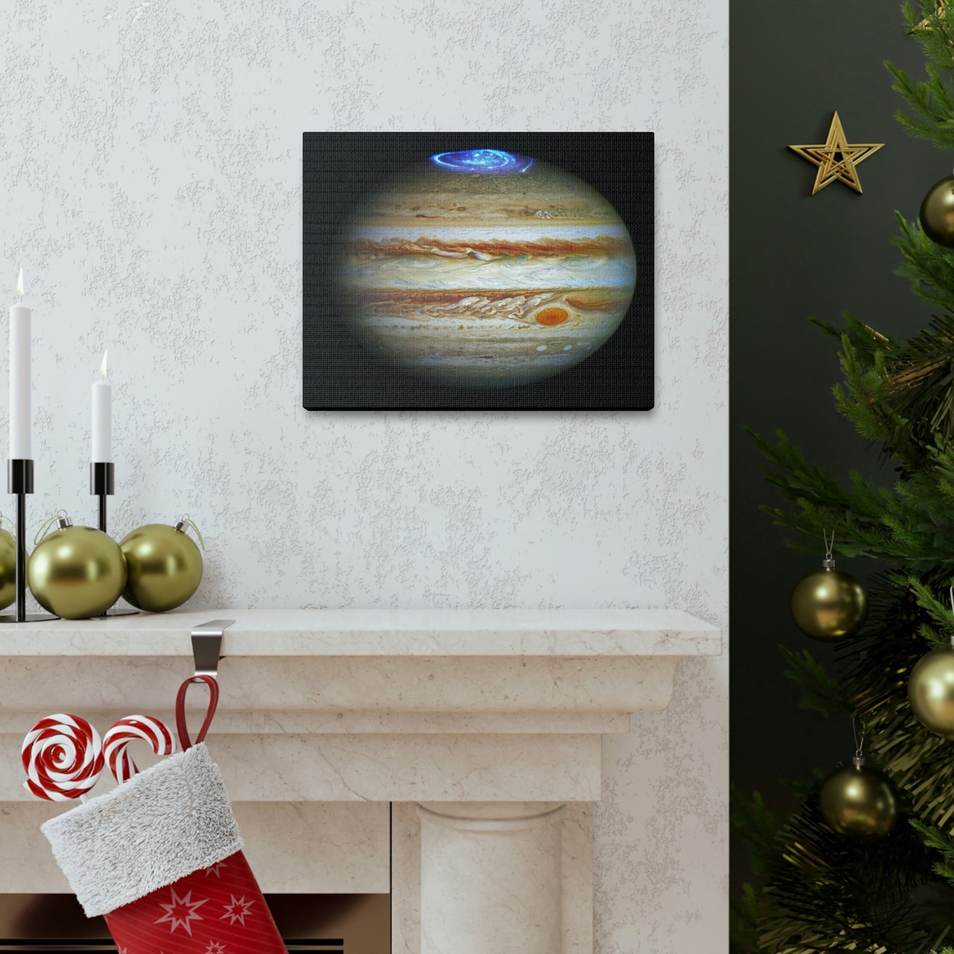 NASA/HUBBLE/ESA - SMALL Canvas Gallery Wraps - The wonderful discoveries from space telescopes - Hubble sees aurora's borealis in Jupiter! - Green Forest Home