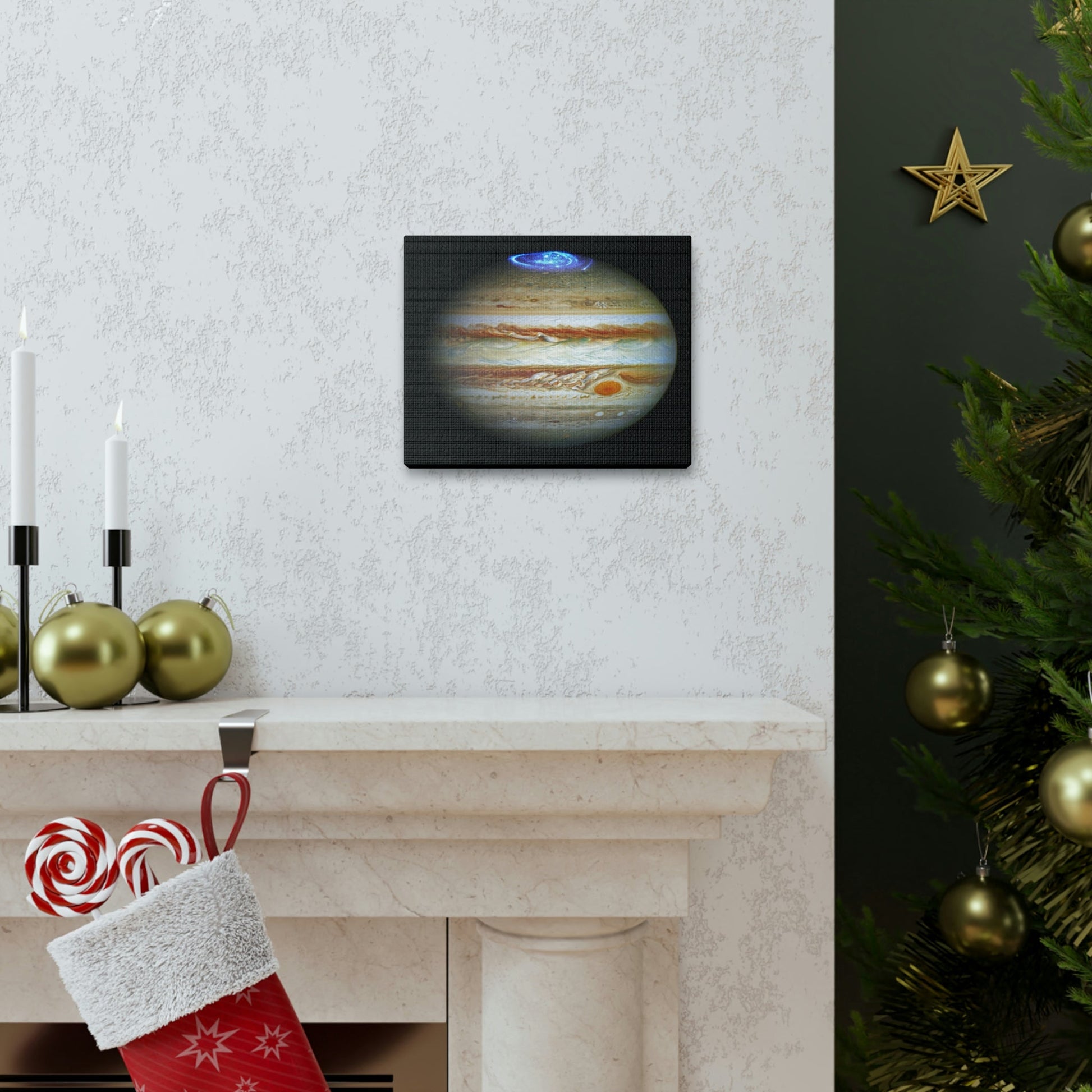 NASA/HUBBLE/ESA - SMALL Canvas Gallery Wraps - The wonderful discoveries from space telescopes - Hubble sees aurora's borealis in Jupiter! - Green Forest Home