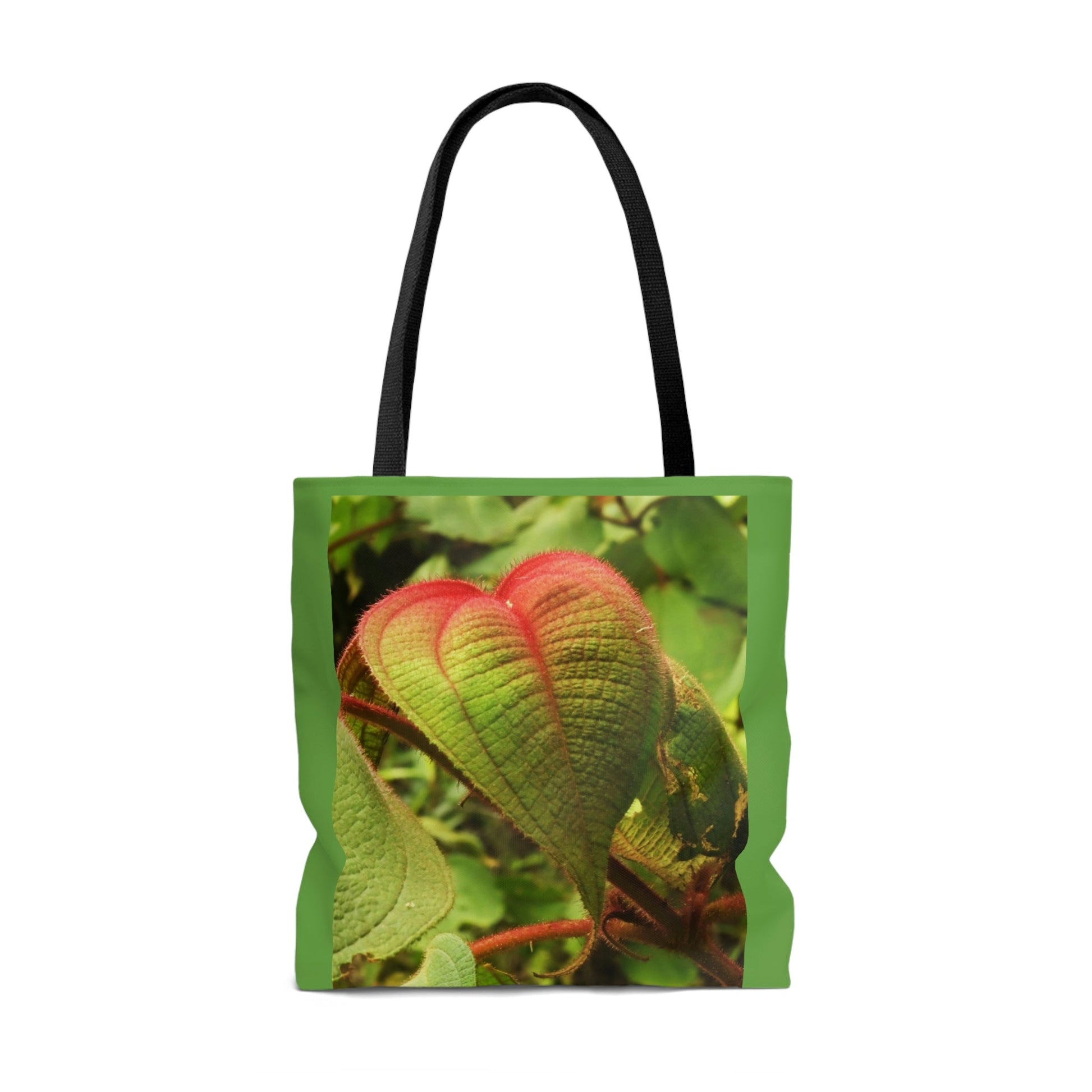 Nature Inspired - AOP Tote Bag - Rare HEART shaped leafs from the Toro Negro rainforest Puerto Rico @ 4K feet altitude - US Made - Green Forest Home