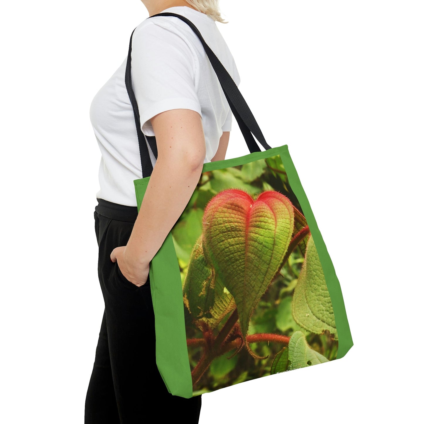 Nature Inspired - AOP Tote Bag - Rare HEART shaped leafs from the Toro Negro rainforest Puerto Rico @ 4K feet altitude - US Made - Green Forest Home