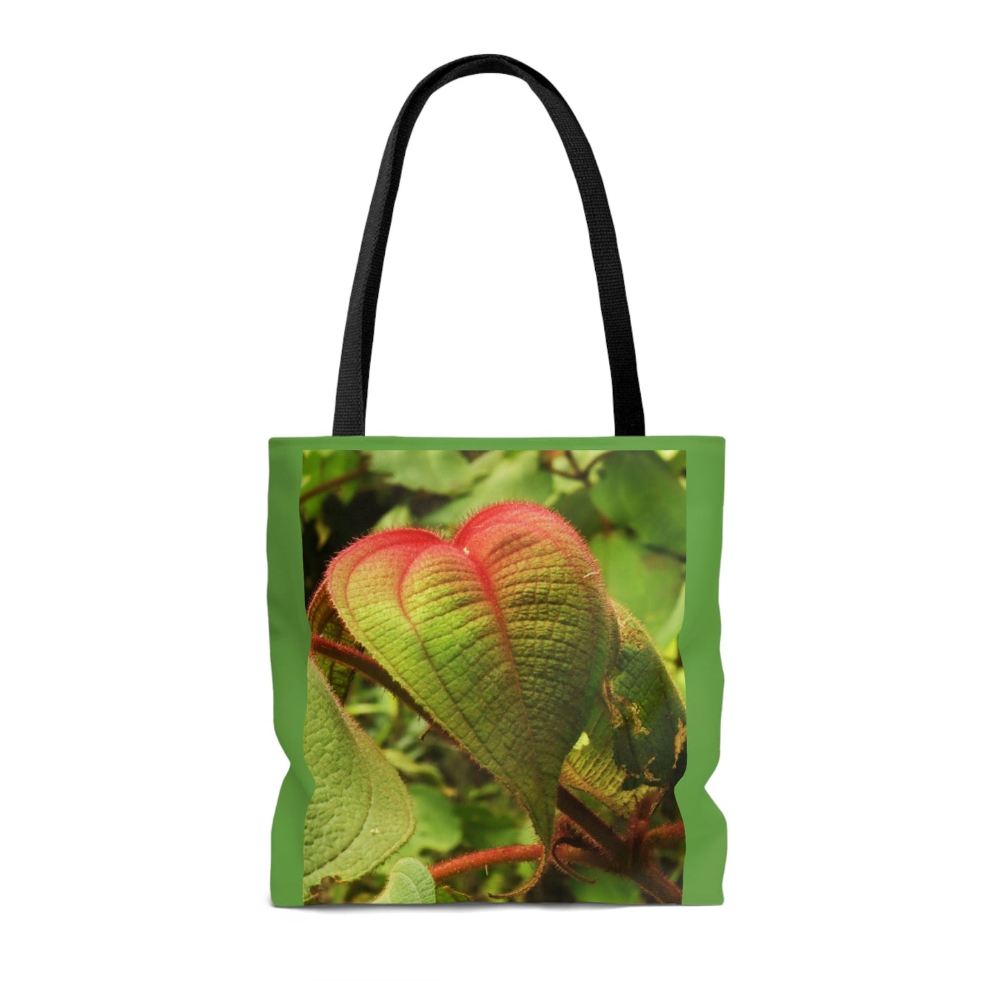 Nature Inspired - AOP Tote Bag - Rare HEART shaped leafs from the Toro Negro rainforest Puerto Rico @ 4K feet altitude - US Made - Green Forest Home