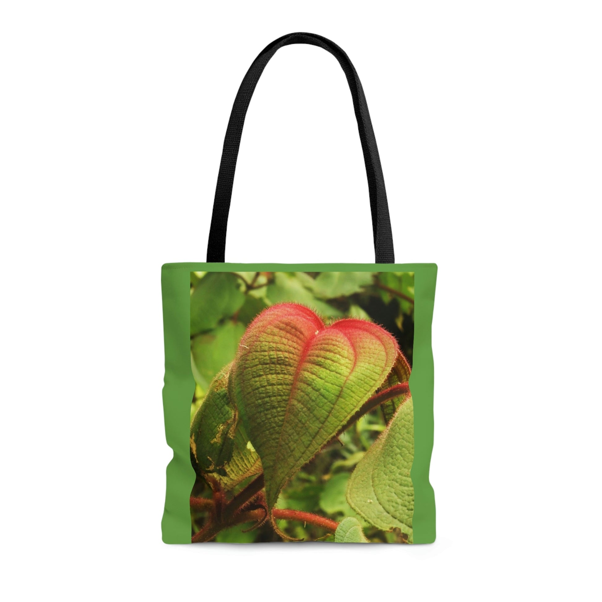 Nature Inspired - AOP Tote Bag - Rare HEART shaped leafs from the Toro Negro rainforest Puerto Rico @ 4K feet altitude - US Made - Green Forest Home