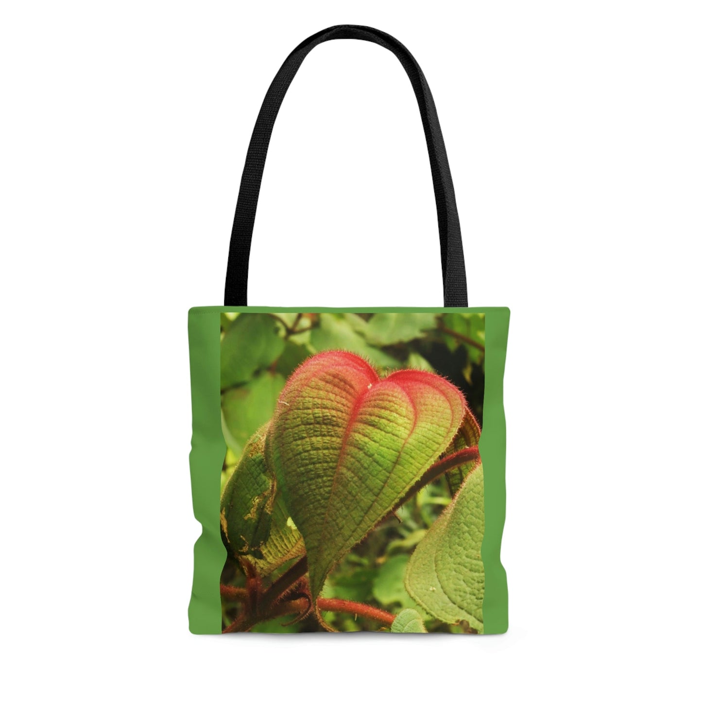 Nature Inspired - AOP Tote Bag - Rare HEART shaped leafs from the Toro Negro rainforest Puerto Rico @ 4K feet altitude - US Made - Green Forest Home