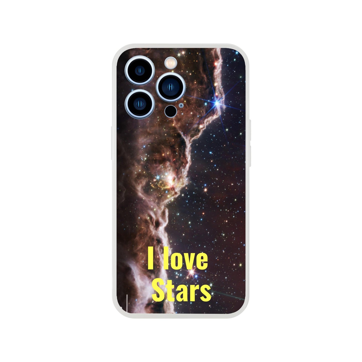 New iPhone Deals - 14x and 13x Apple iPhones - FLEXI case - Composite view Hubble space telescope - 'I Love Stars' Message - Green Forest Home