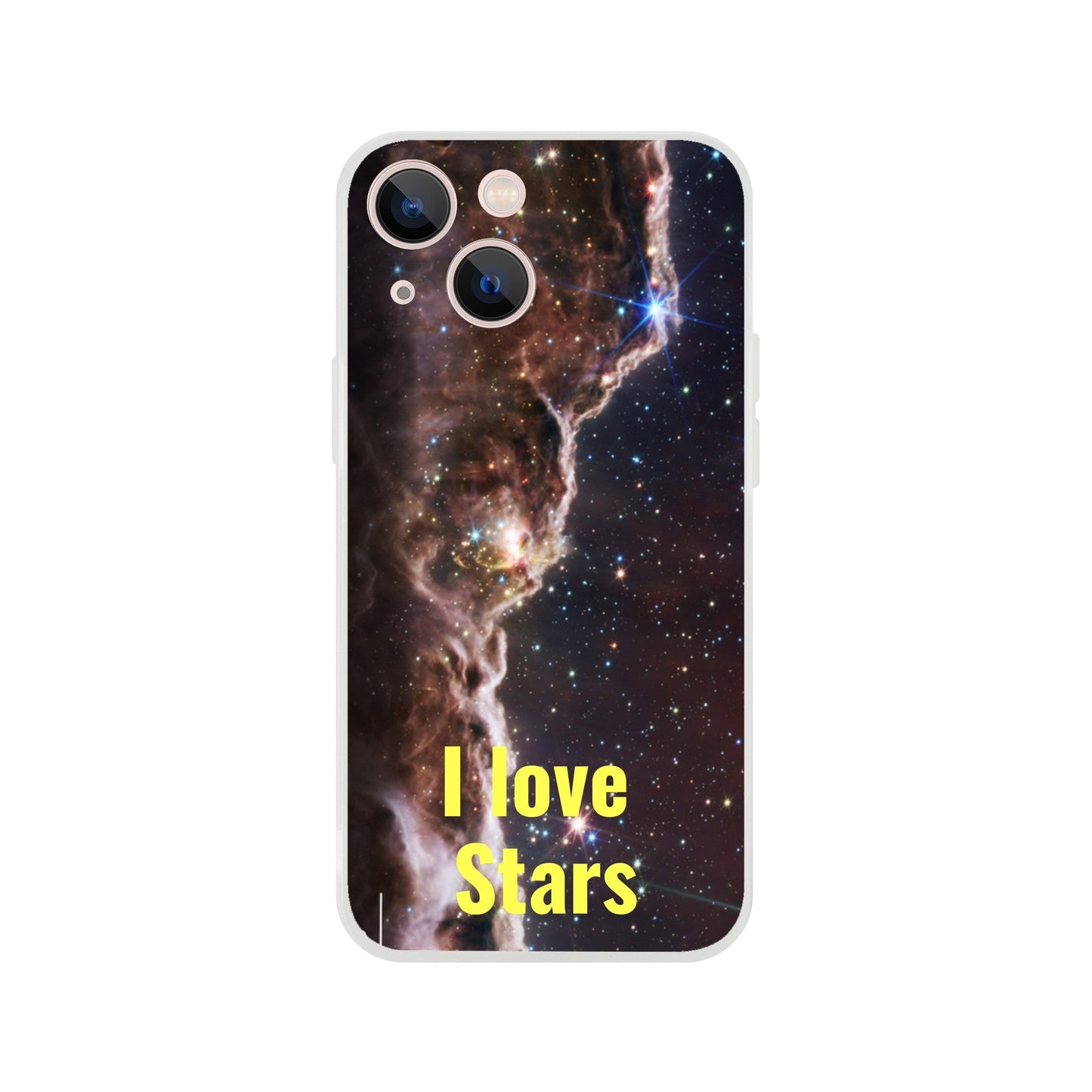 New iPhone Deals - 14x and 13x Apple iPhones - FLEXI case - Composite view Hubble space telescope - 'I Love Stars' Message - Green Forest Home